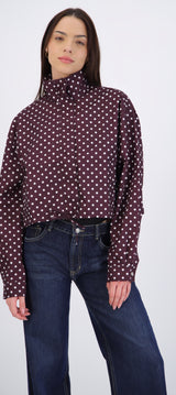 Chamarra ligera polkadots con cuello alto