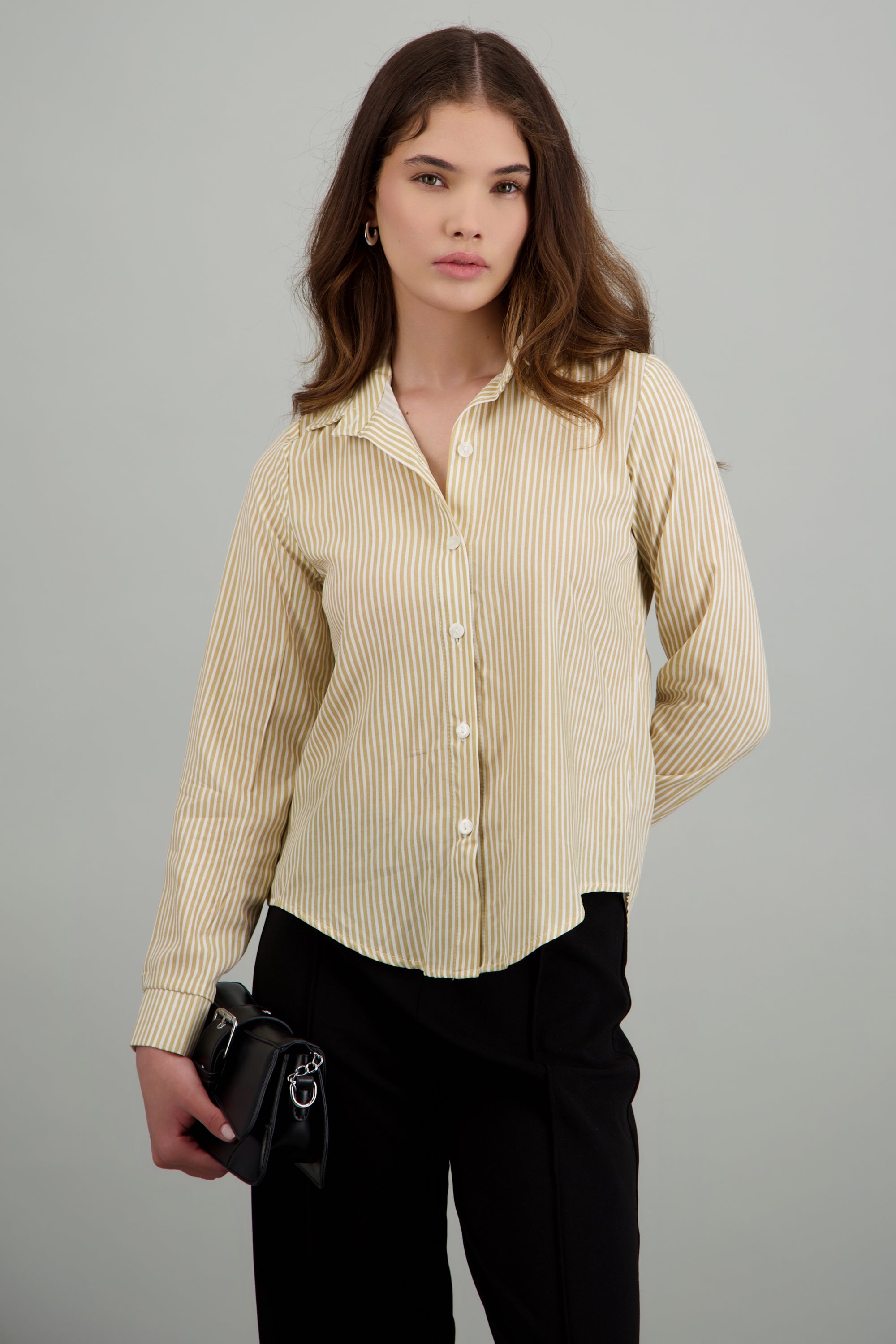 Camisa amplia rayas BEIGE