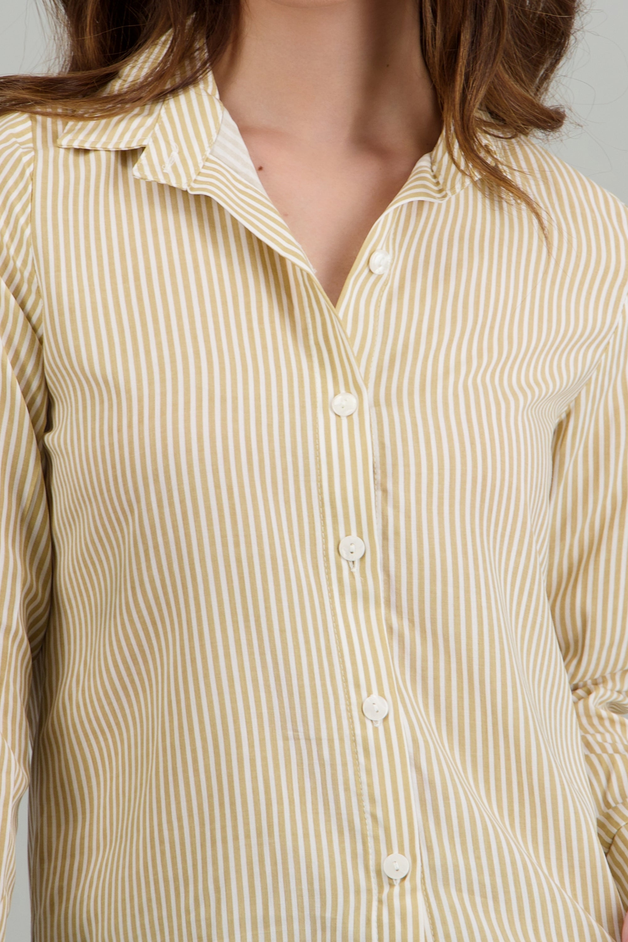 Camisa amplia rayas BEIGE