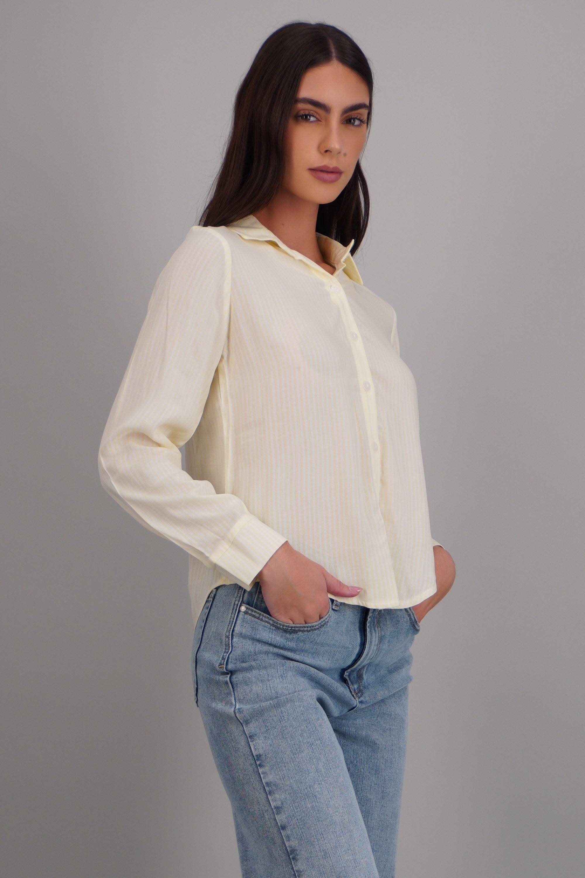 Camisa amplia rayas AMARILLO PASTEL