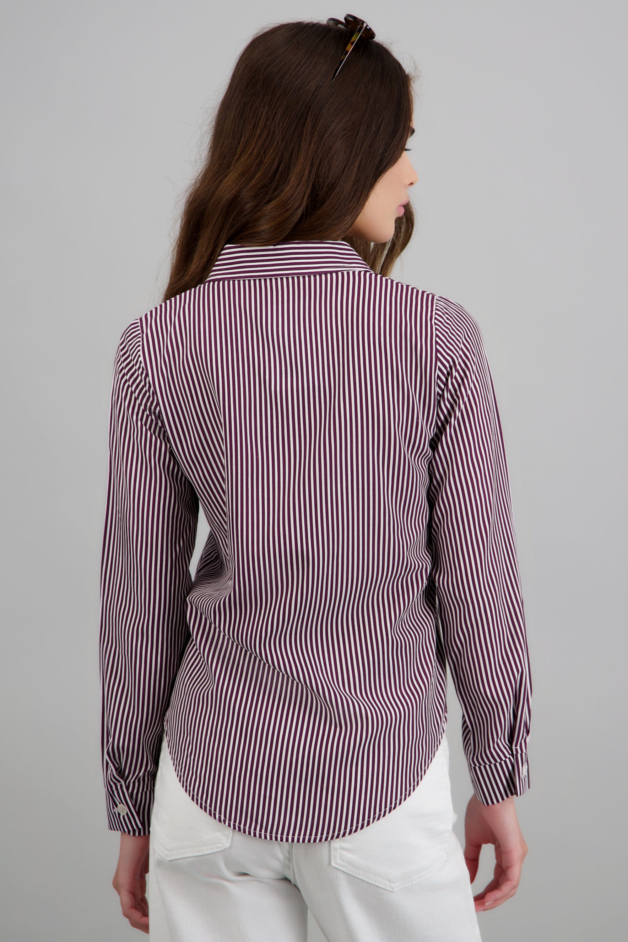 Camisa amplia rayas CIRUELA
