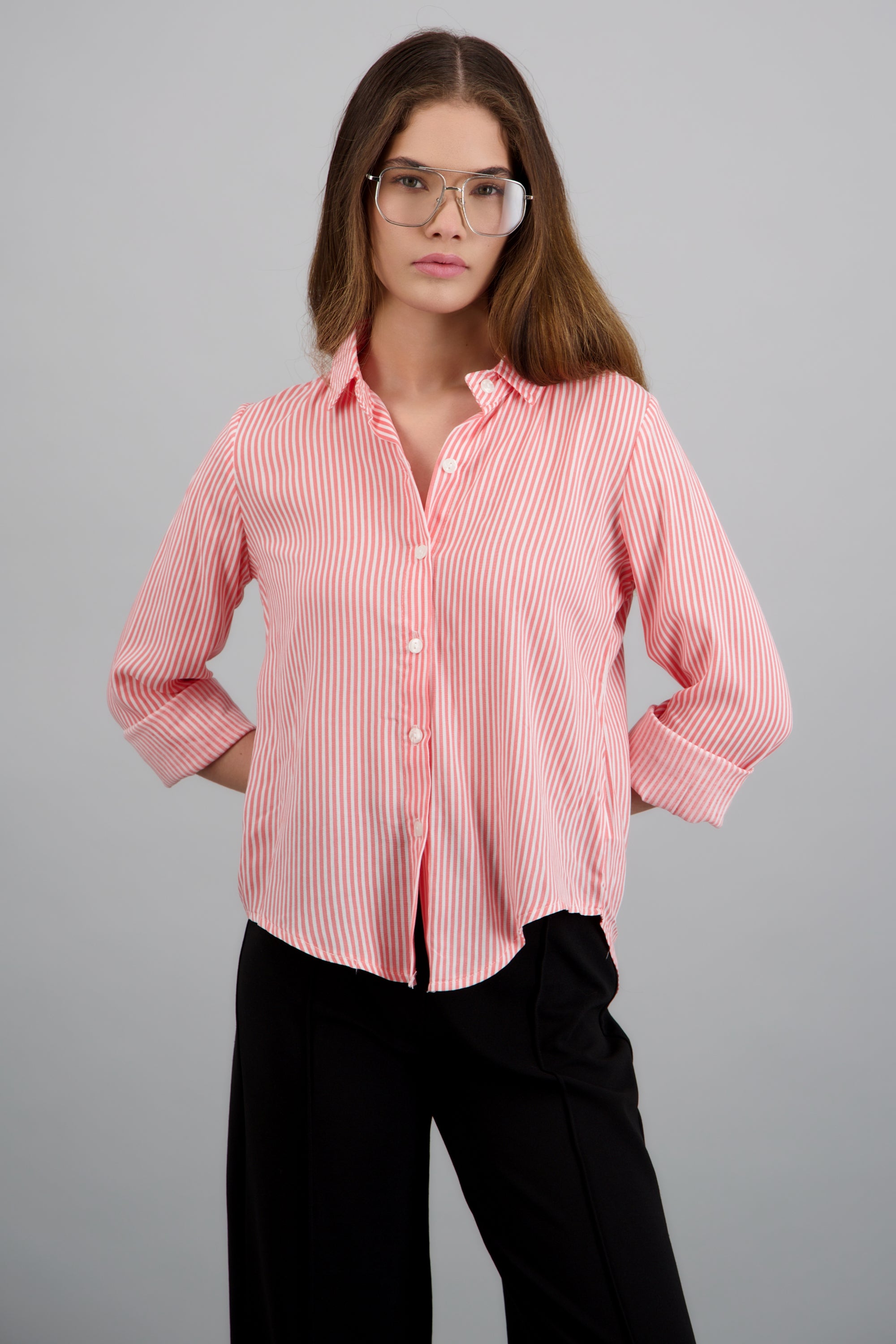 Camisa amplia rayas CORAL