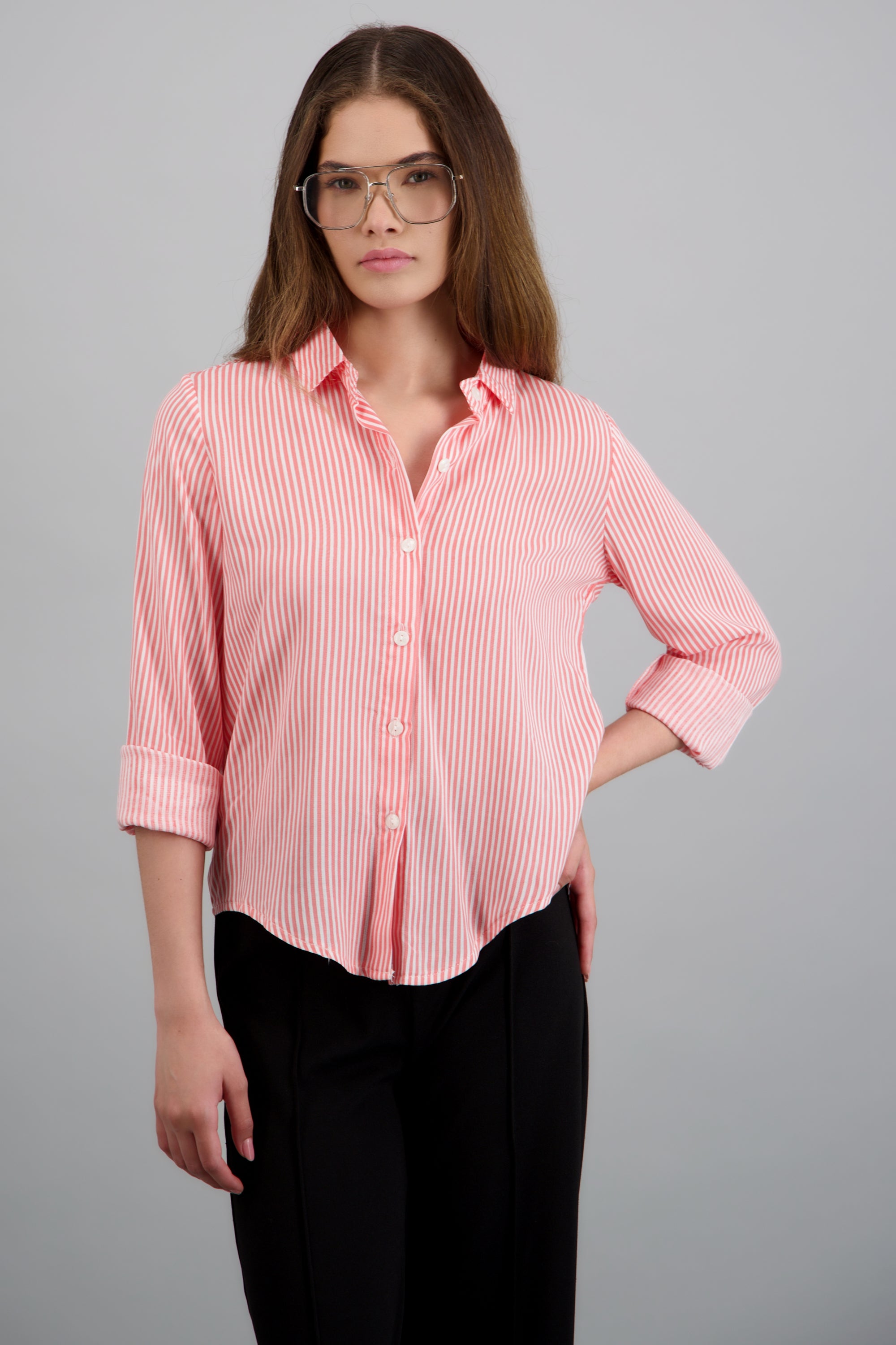 Camisa amplia rayas CORAL