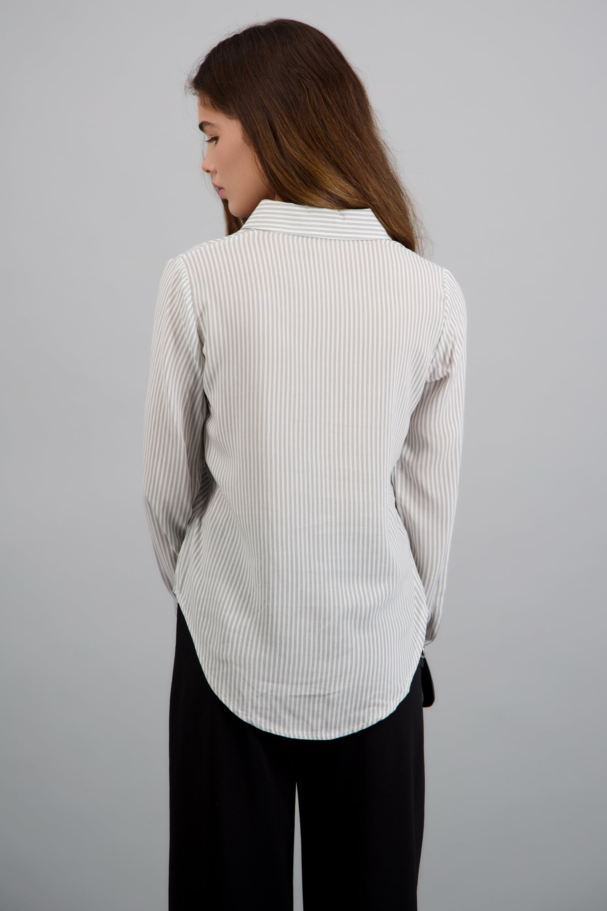 Camisa amplia rayas GRIS CLARO