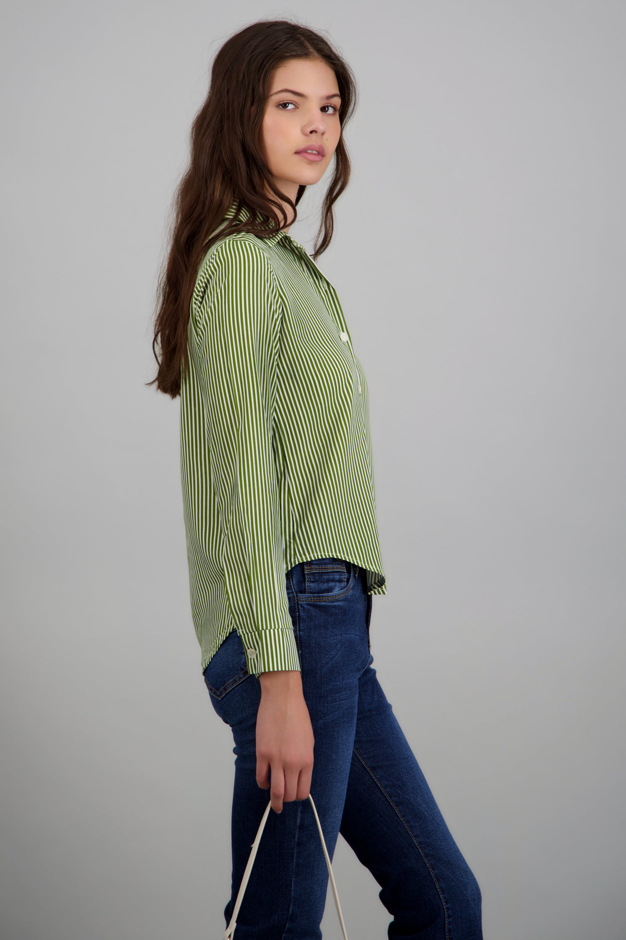 Camisa amplia rayas OLIVO