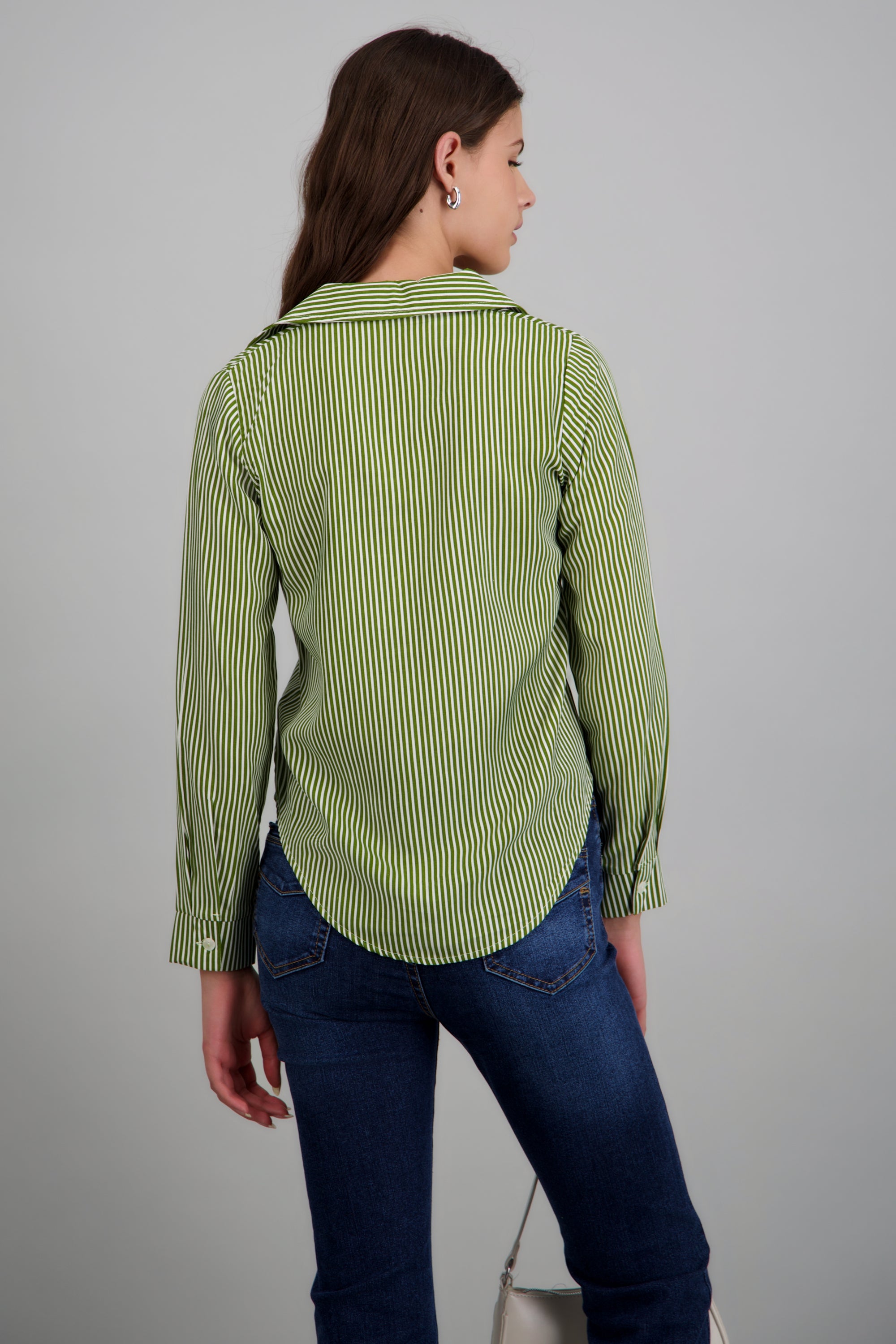 Camisa amplia rayas OLIVO