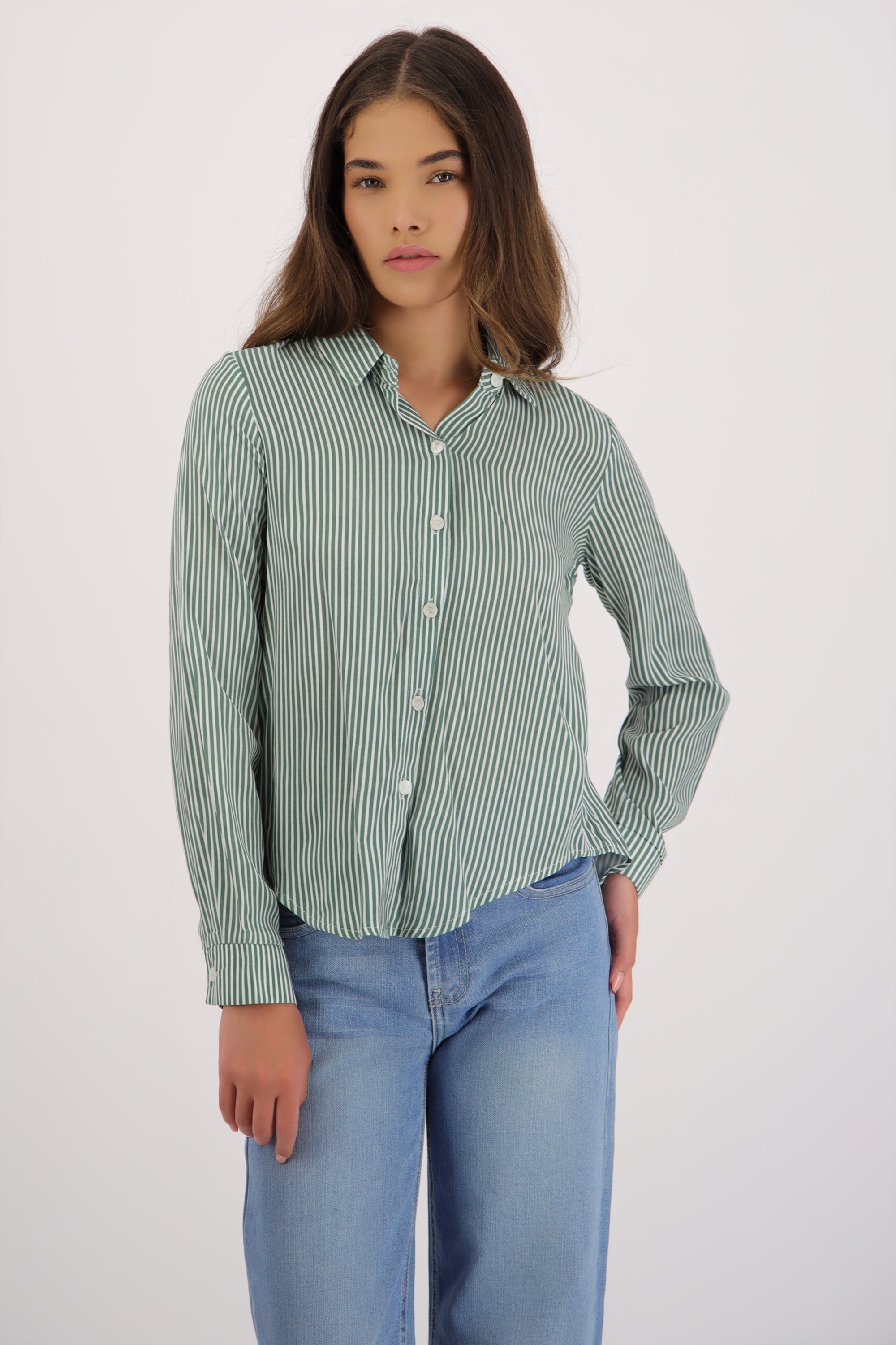 Camisa amplia rayas VERDE CAZADOR