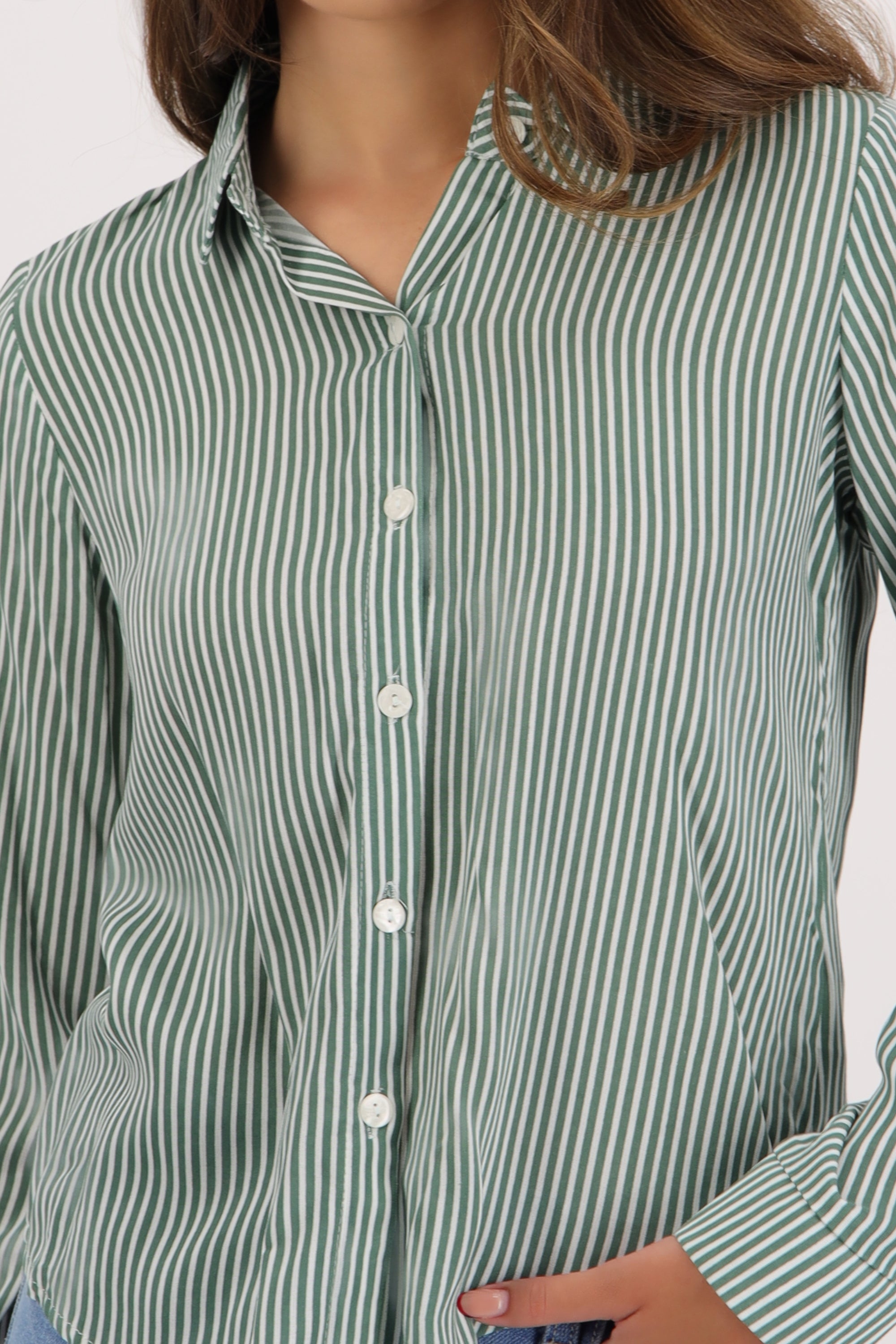 Camisa amplia rayas VERDE CAZADOR