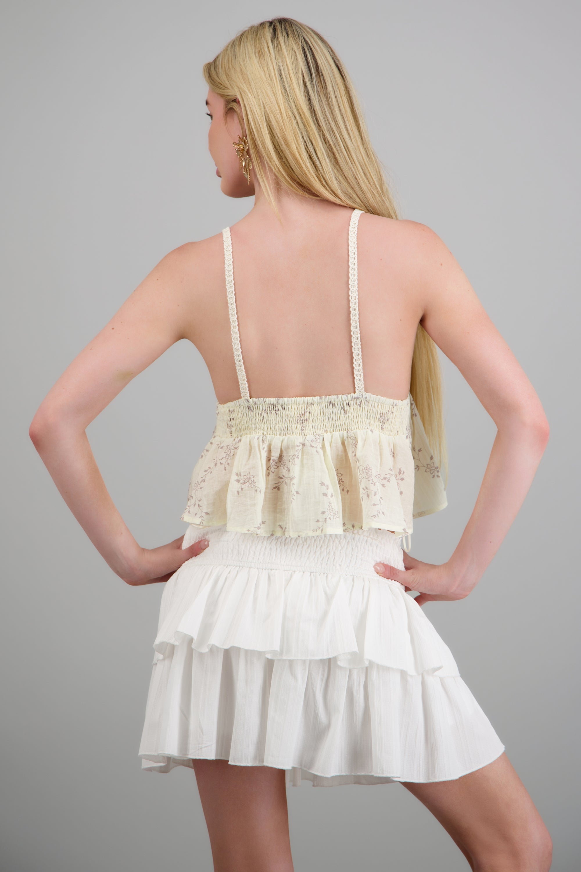Top detalle tejido peplum CREMA