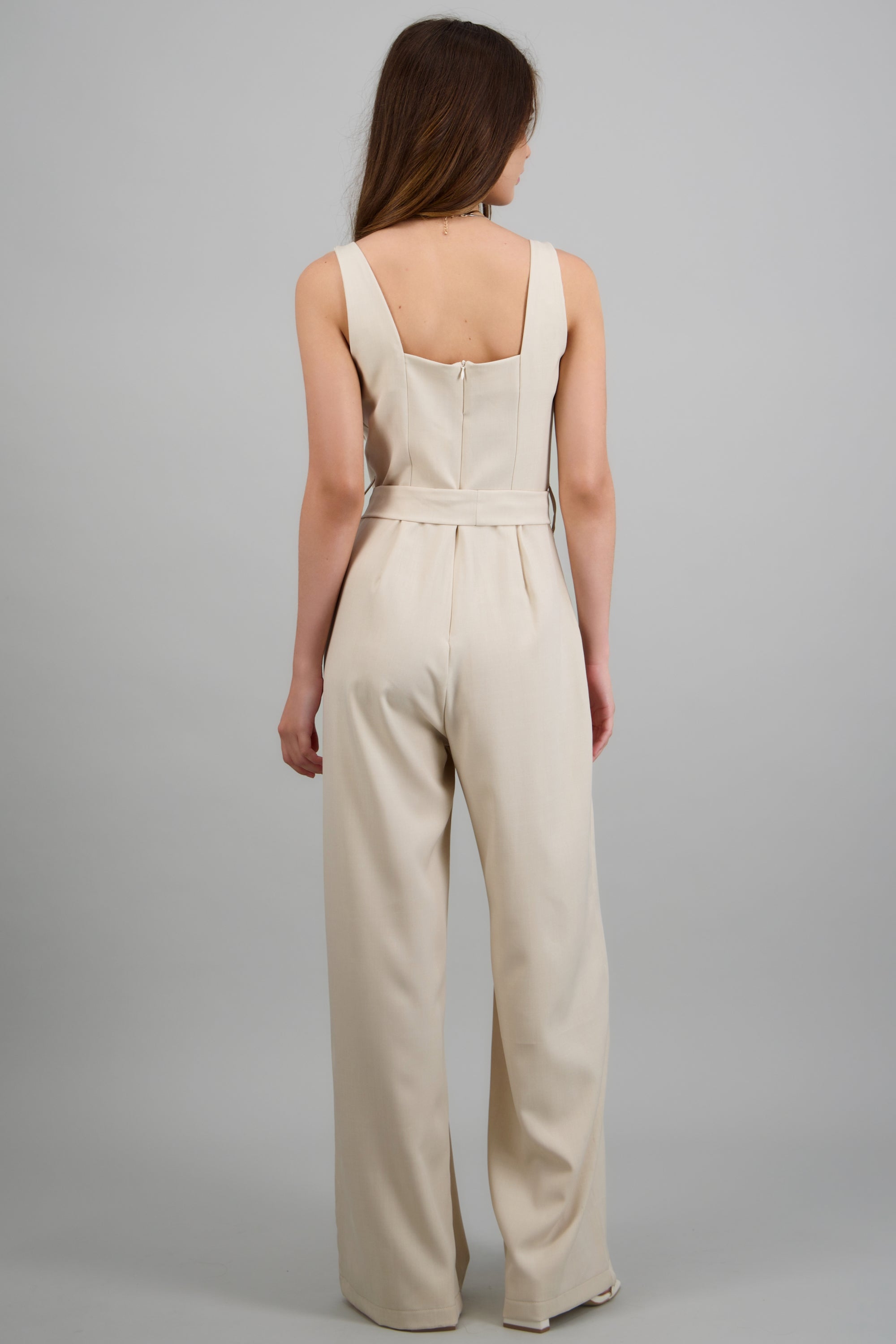 Jumpsuit tirantes detalle cinturon BEIGE