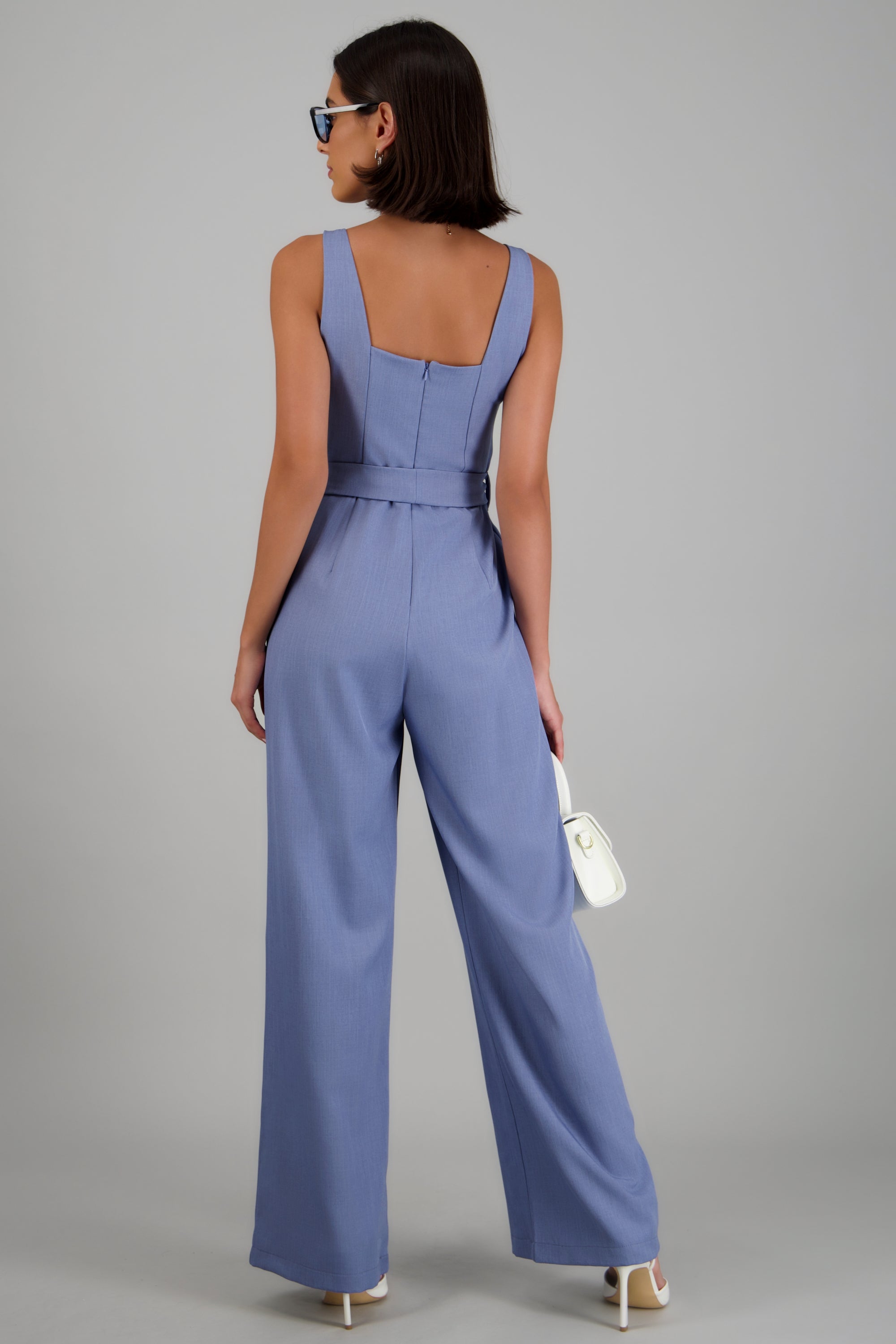 Jumpsuit tirantes detalle cinturon AZUL