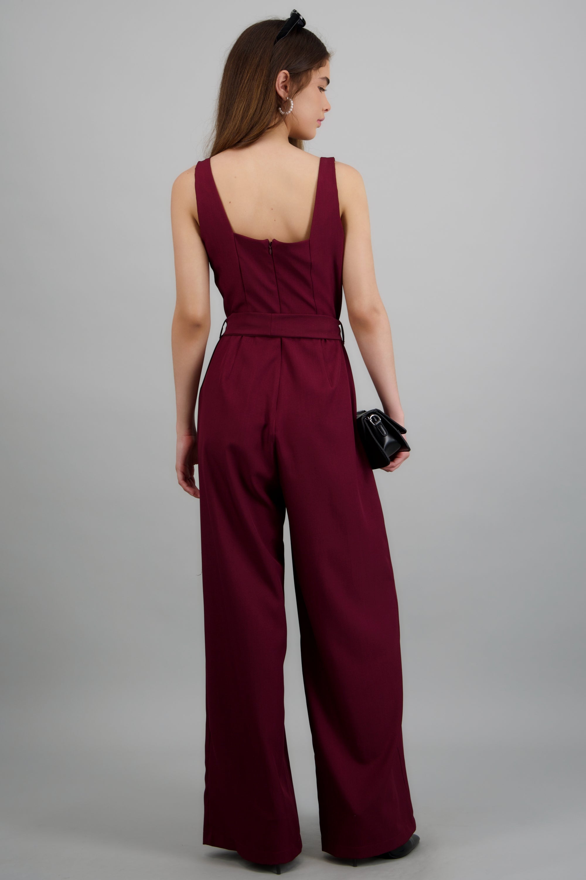 Jumpsuit tirantes detalle cinturon CIRUELA