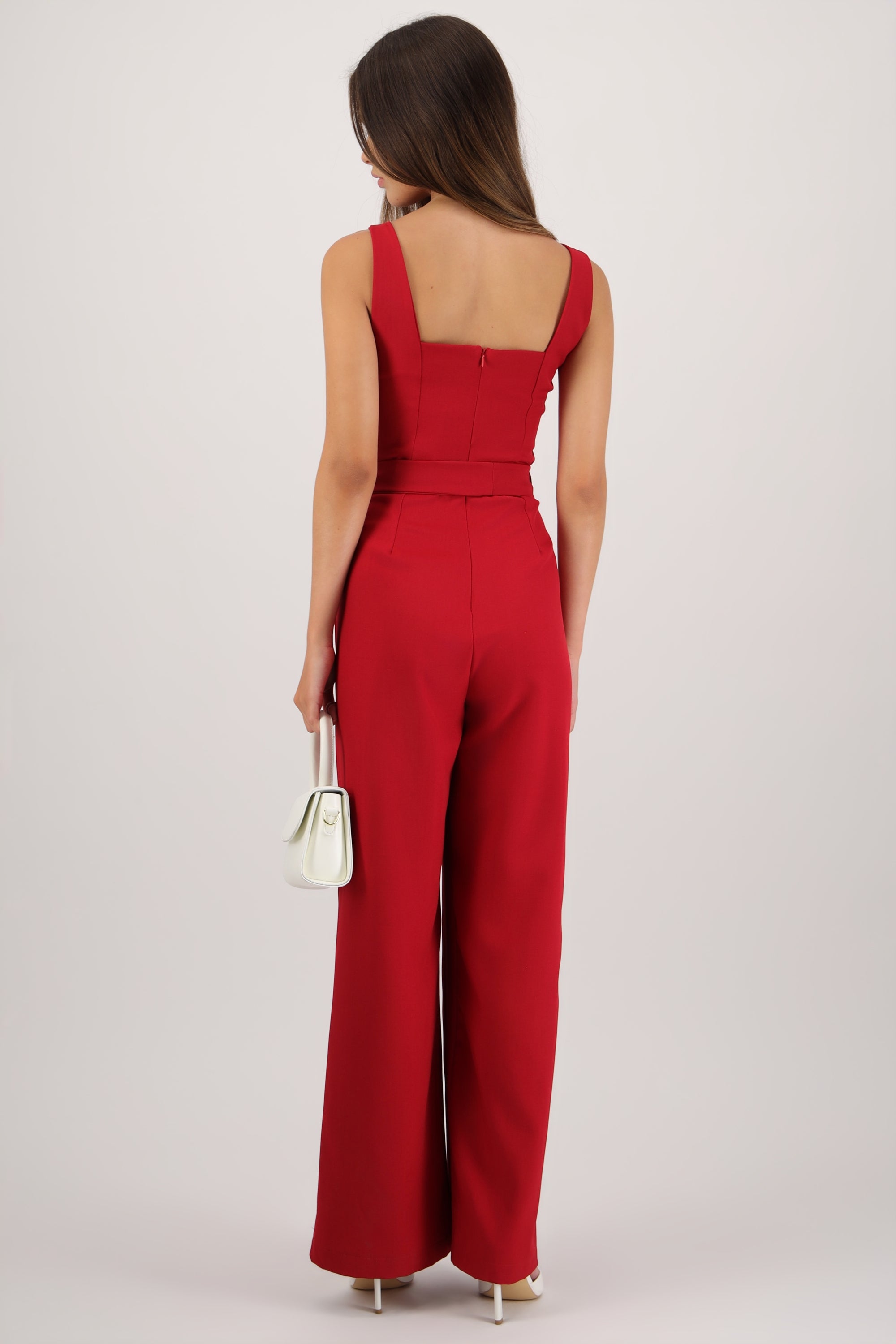 Jumpsuit tirantes detalle cinturon ROJO CEREZA