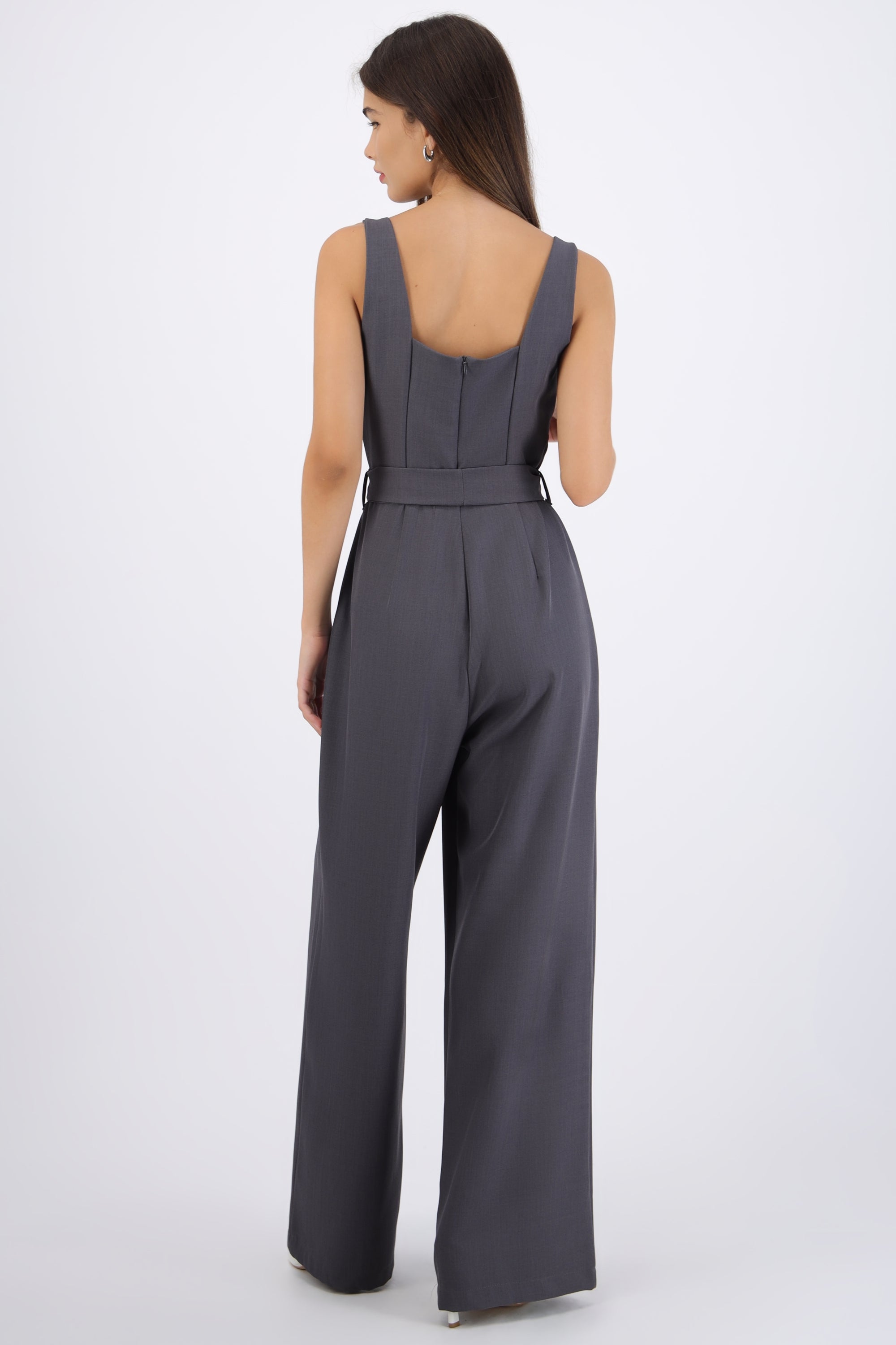 Jumpsuit tirantes detalle cinturon GRIS OBSCURO