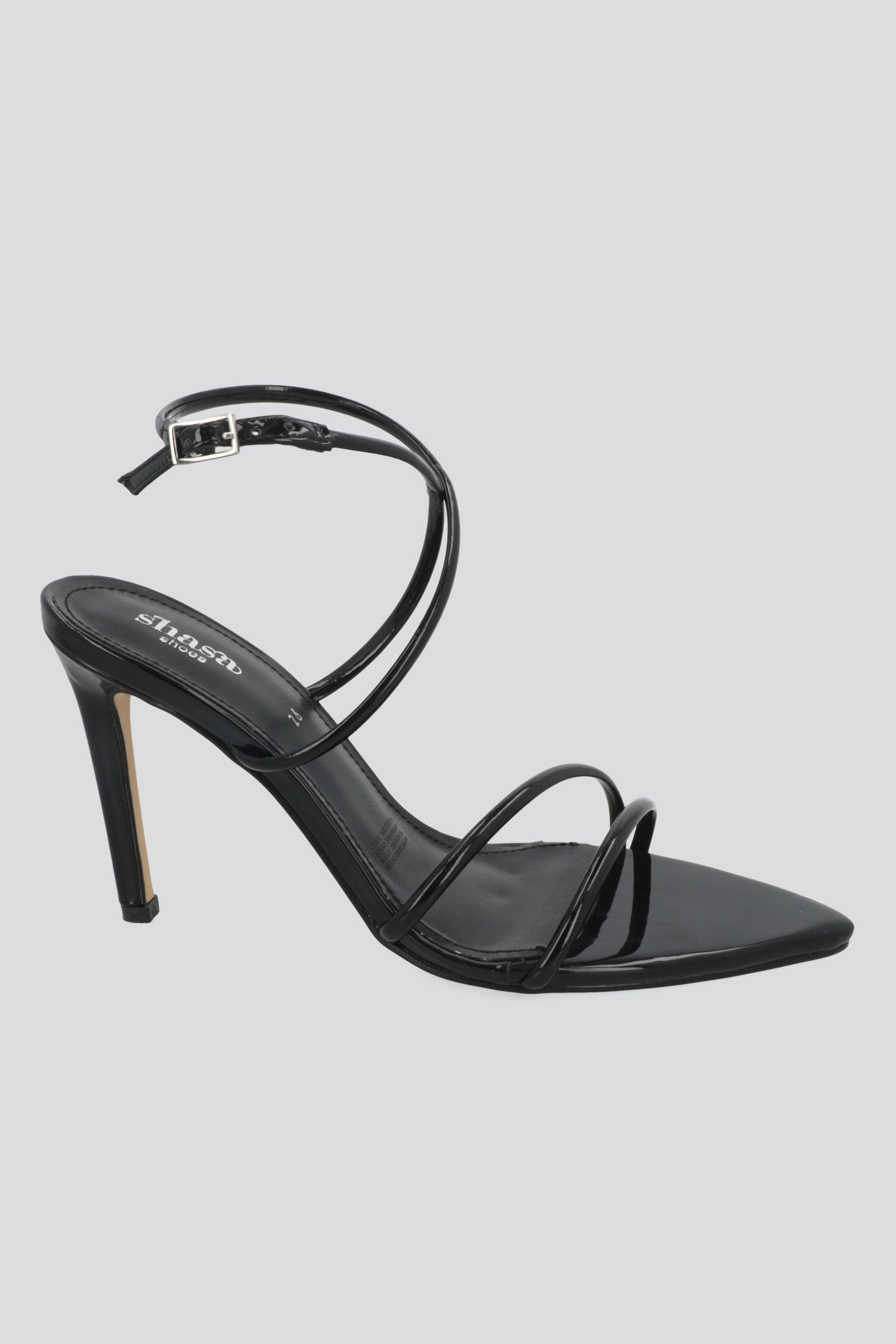 Tacon puntal tiras charol NEGRO
