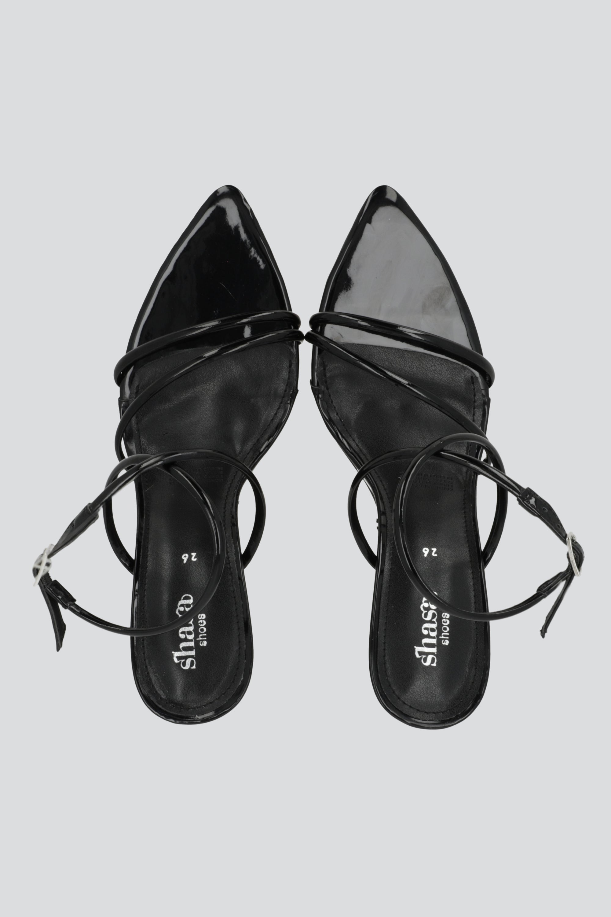Tacon puntal tiras charol NEGRO