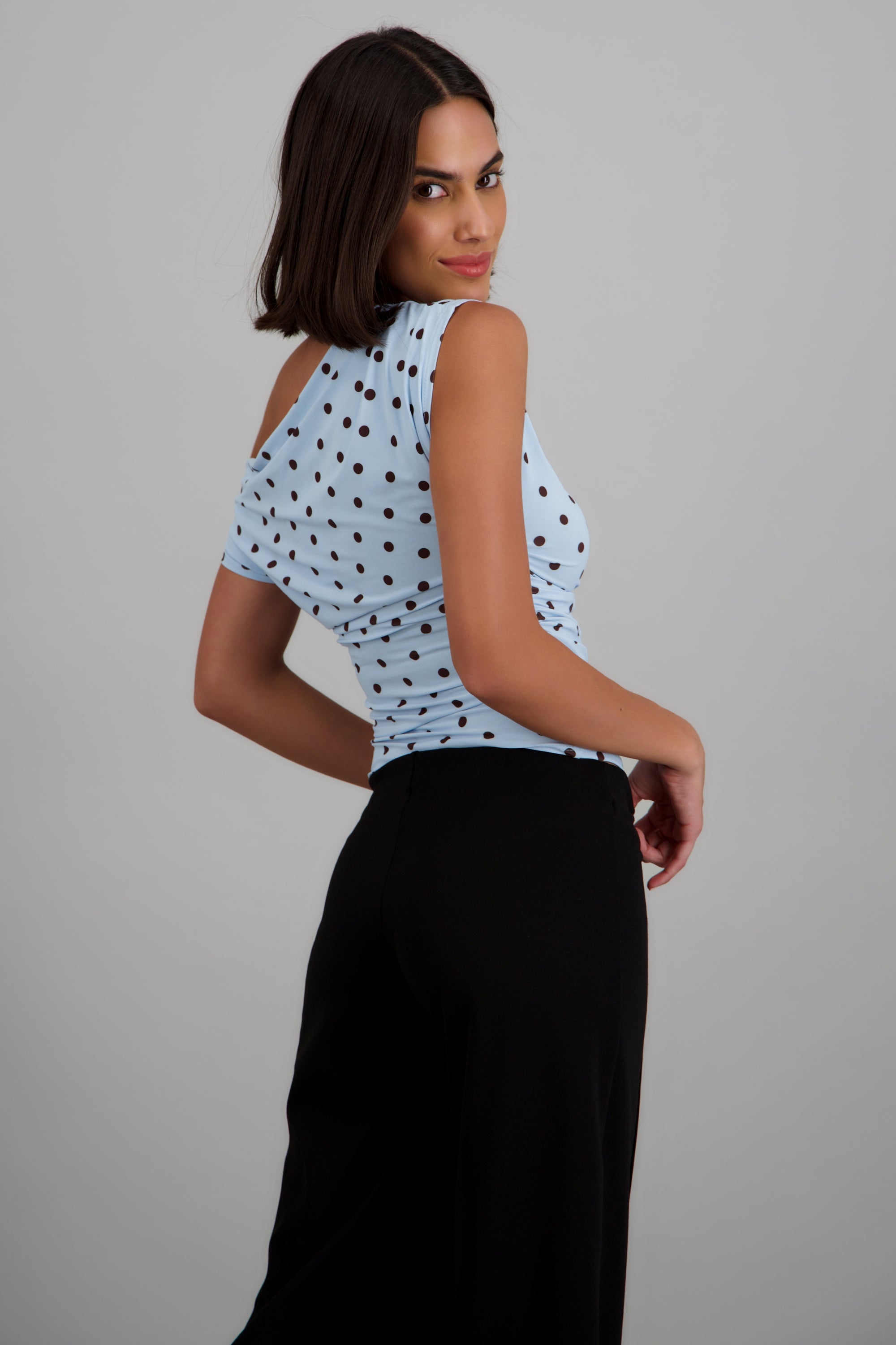 Top drapedado polka dots AZUL COMBO