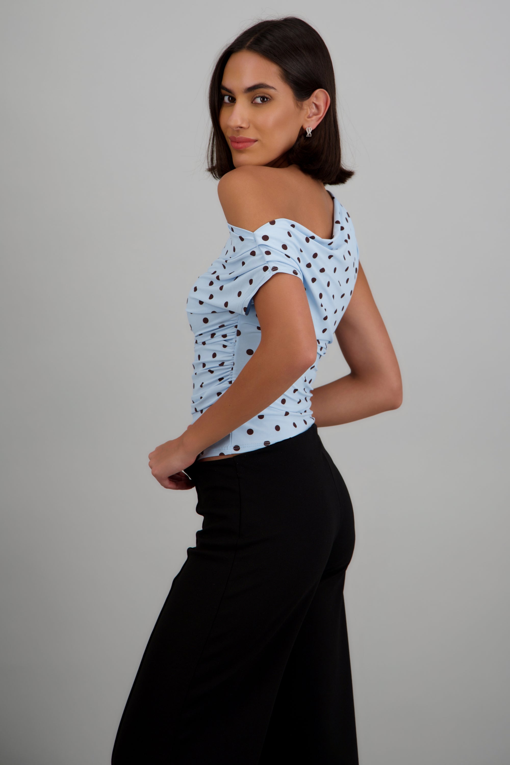 Top drapedado polka dots AZUL COMBO