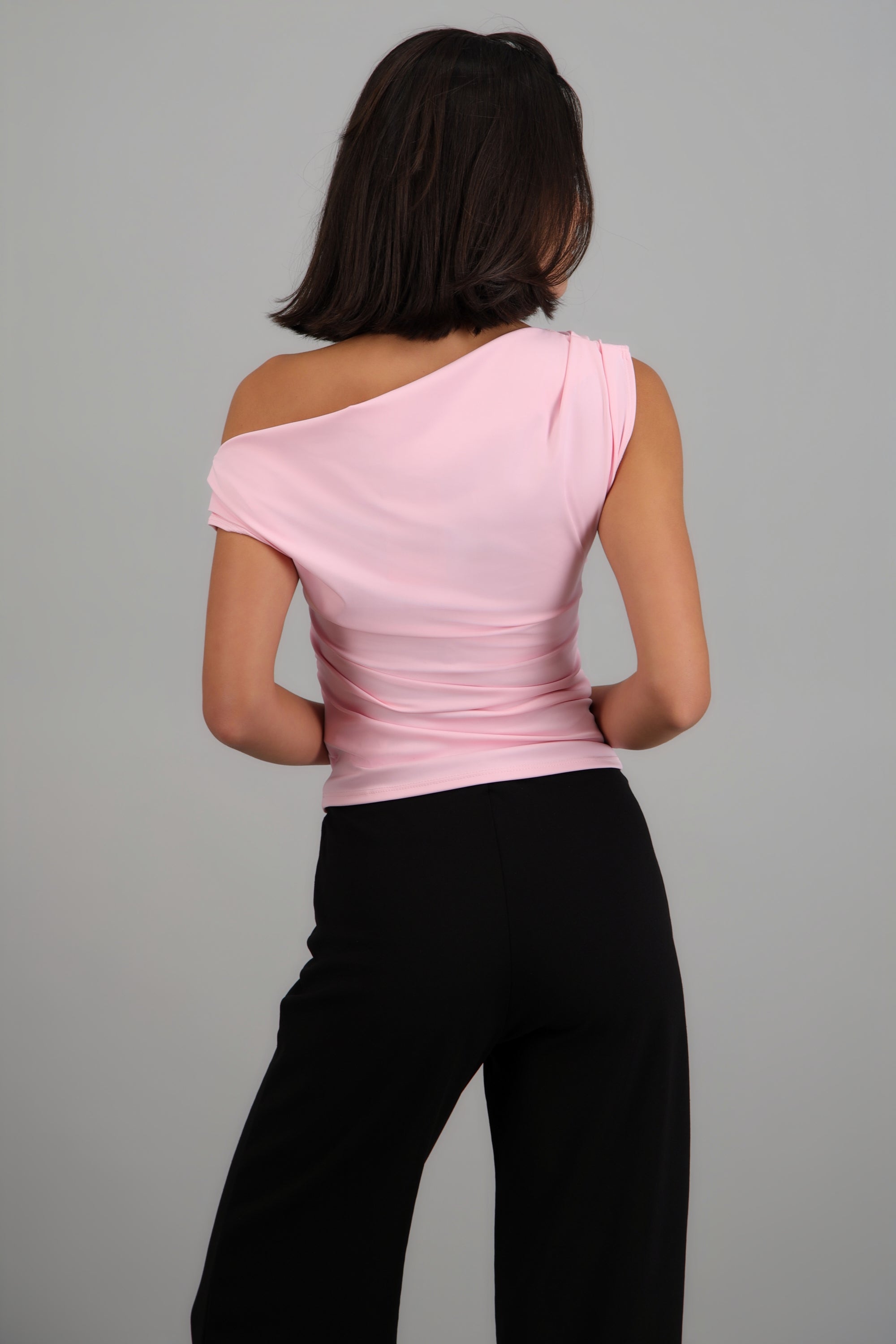 Top detalle frunce con manga corta drapeado BLUSH