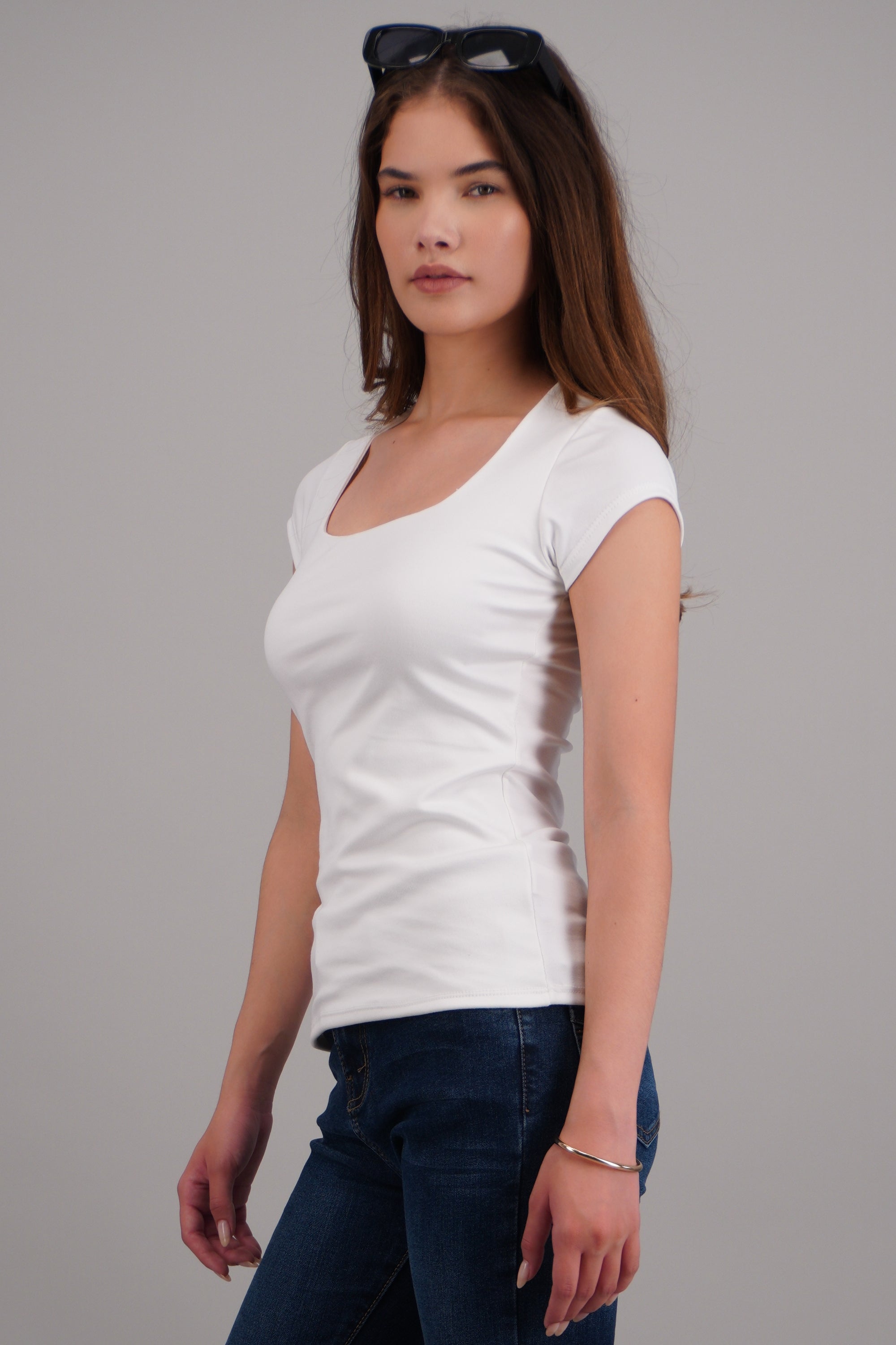Top escote cuadrado manga corta BLANCO