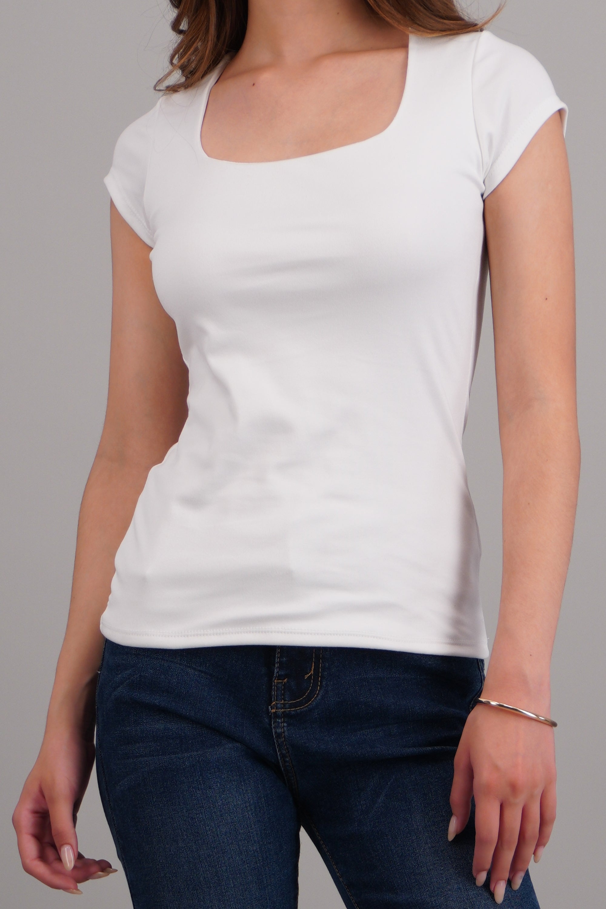 Top escote cuadrado manga corta BLANCO