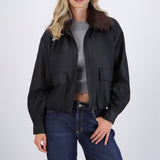 Bomber PU con peluche en cuello