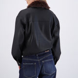 Bomber PU con peluche en cuello