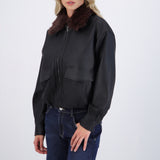 Bomber PU con peluche en cuello