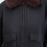 Bomber PU con peluche en cuello