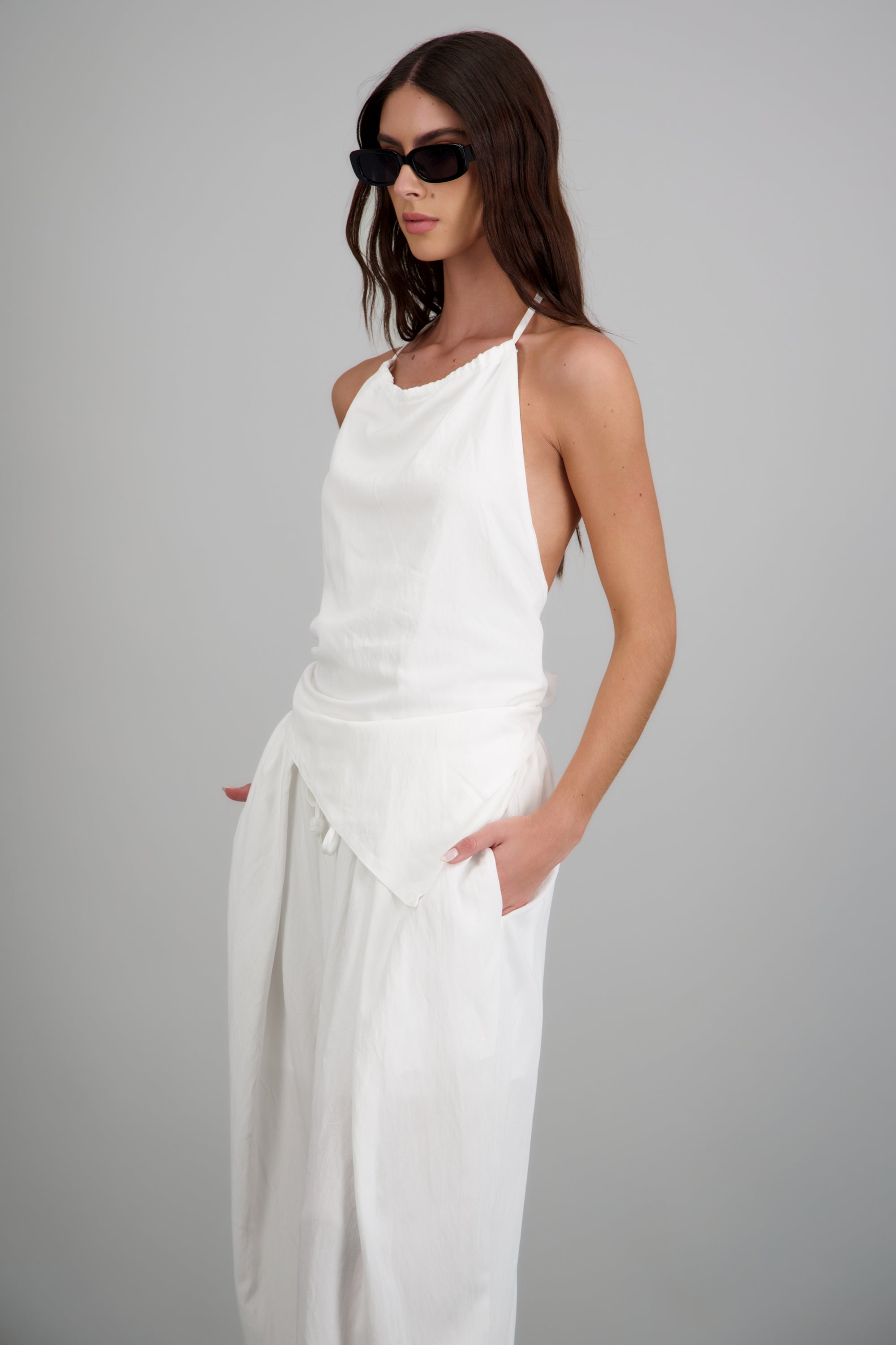 Top halter fluido BLANCO