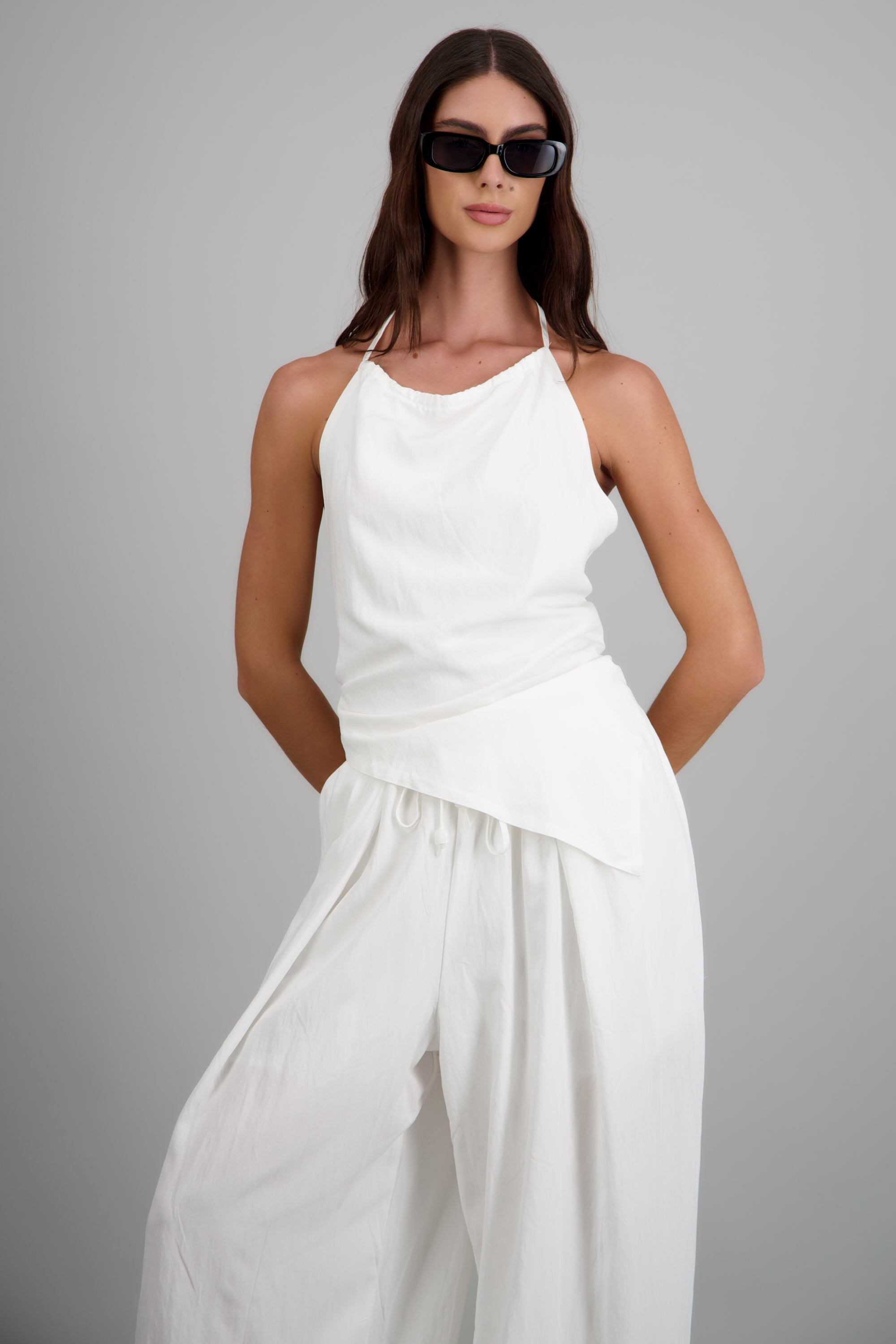 Top halter fluido BLANCO