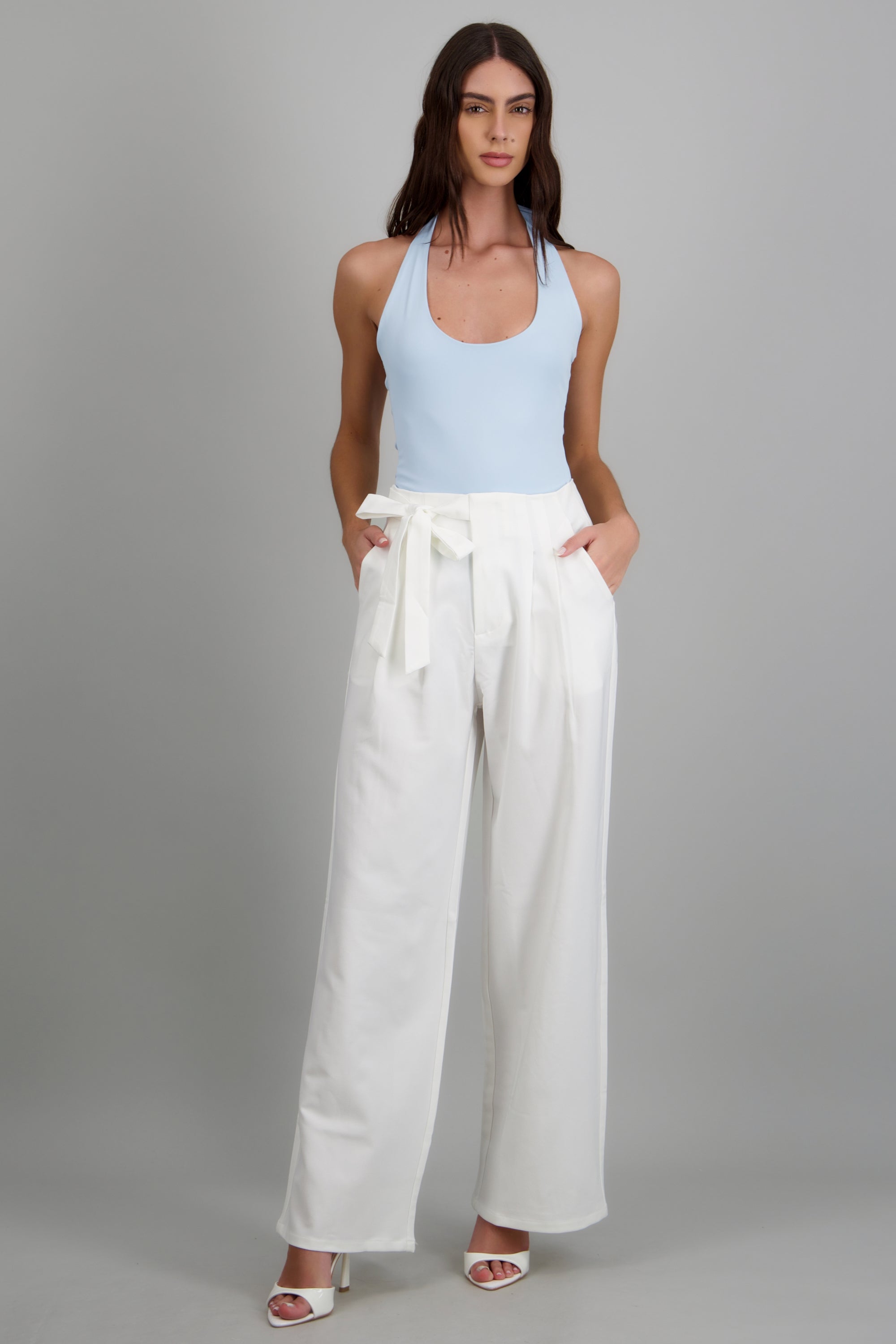 Pantalon de vestir detalle liston BLANCO
