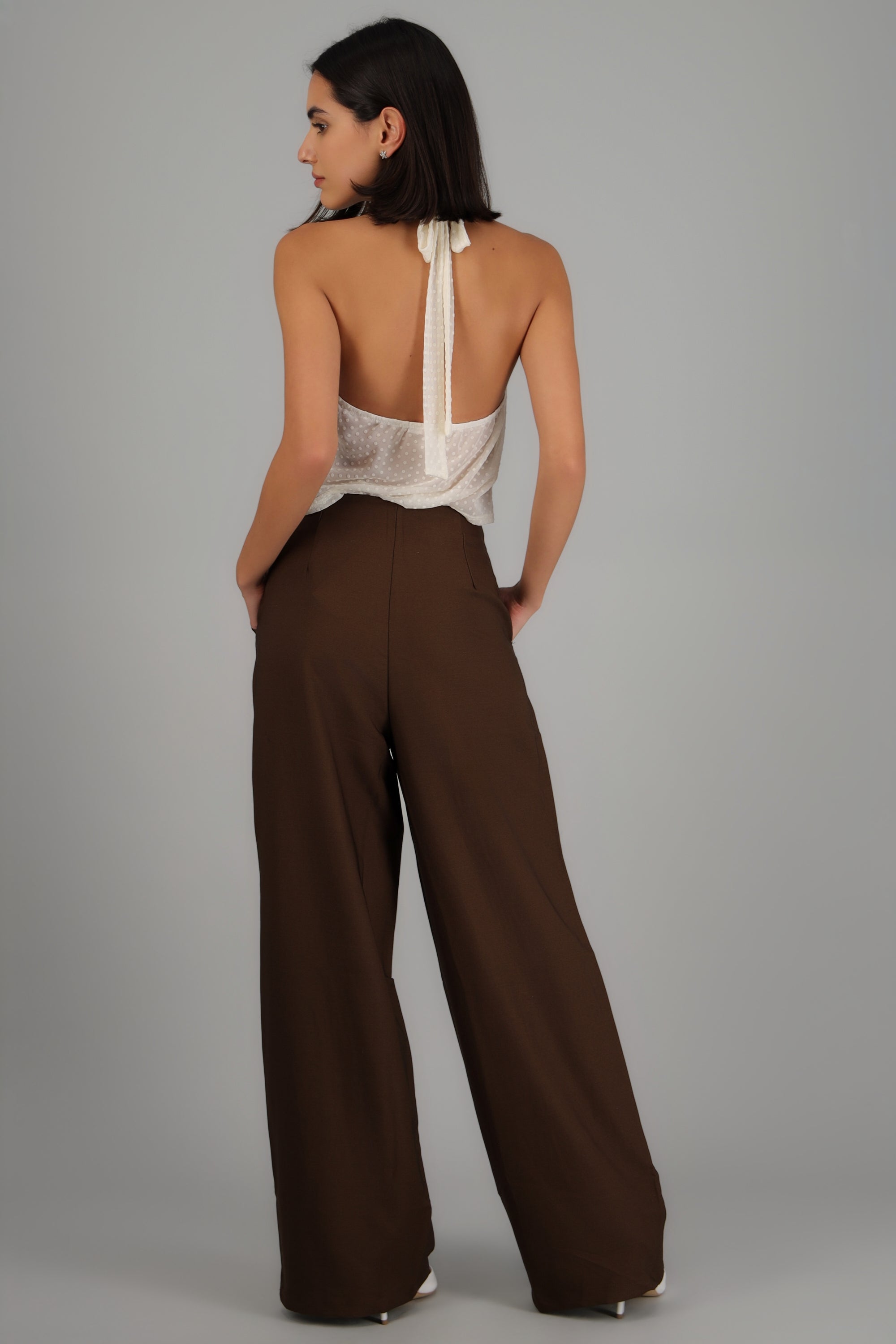 Pantalon de vestir detalle liston CHOCOLATE