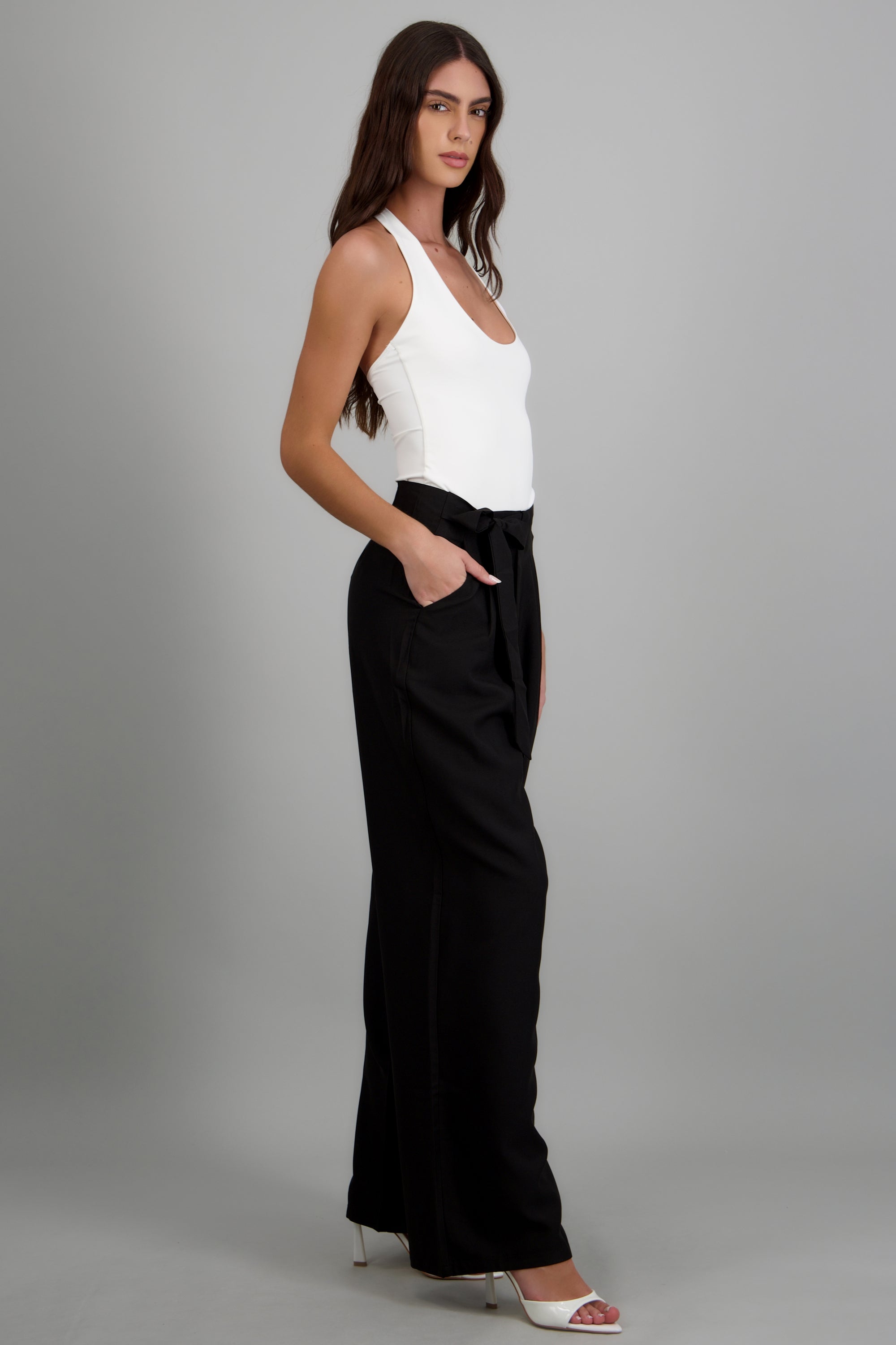Pantalon de vestir detalle liston NEGRO