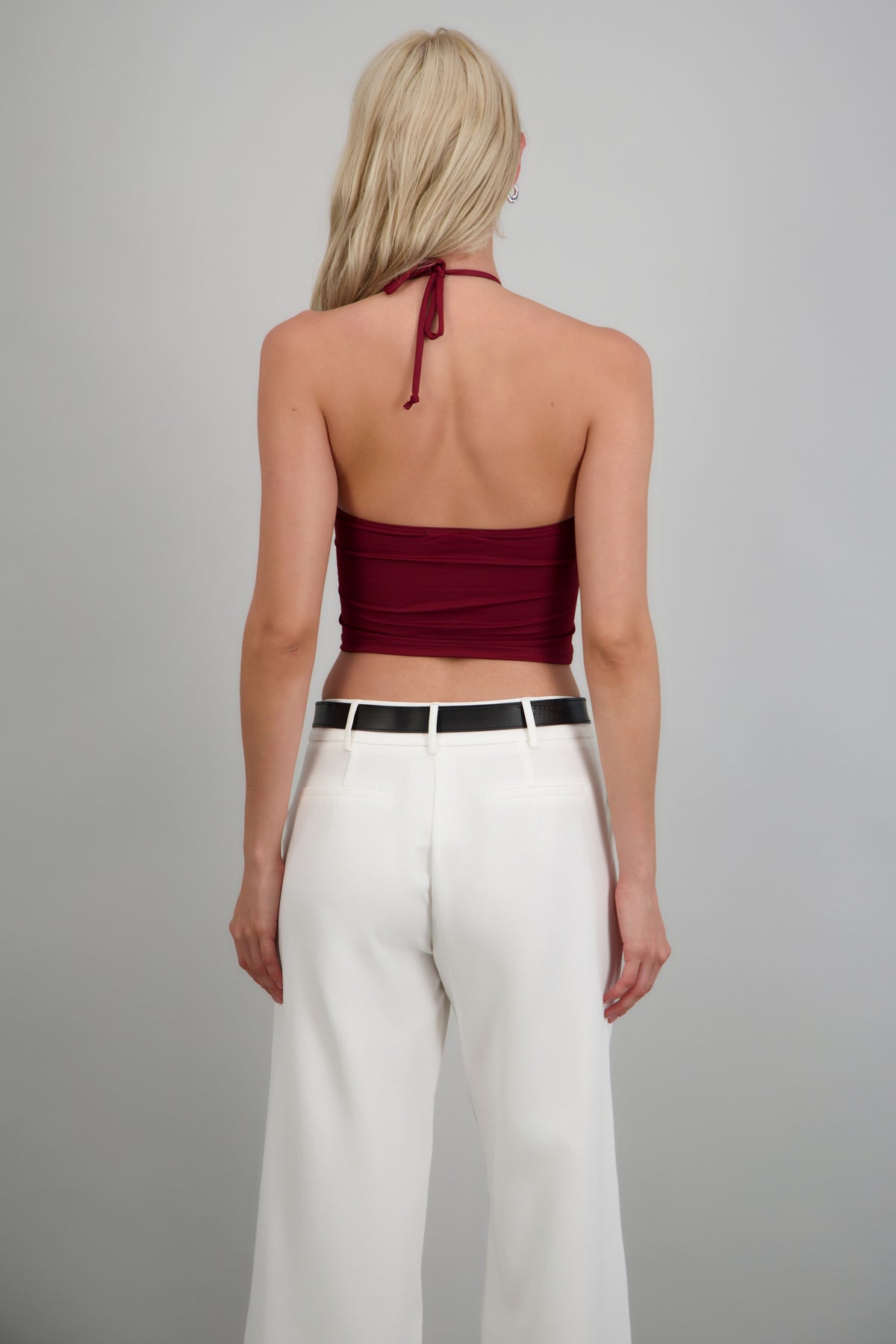 Top cuello redondo escote espalda VINO