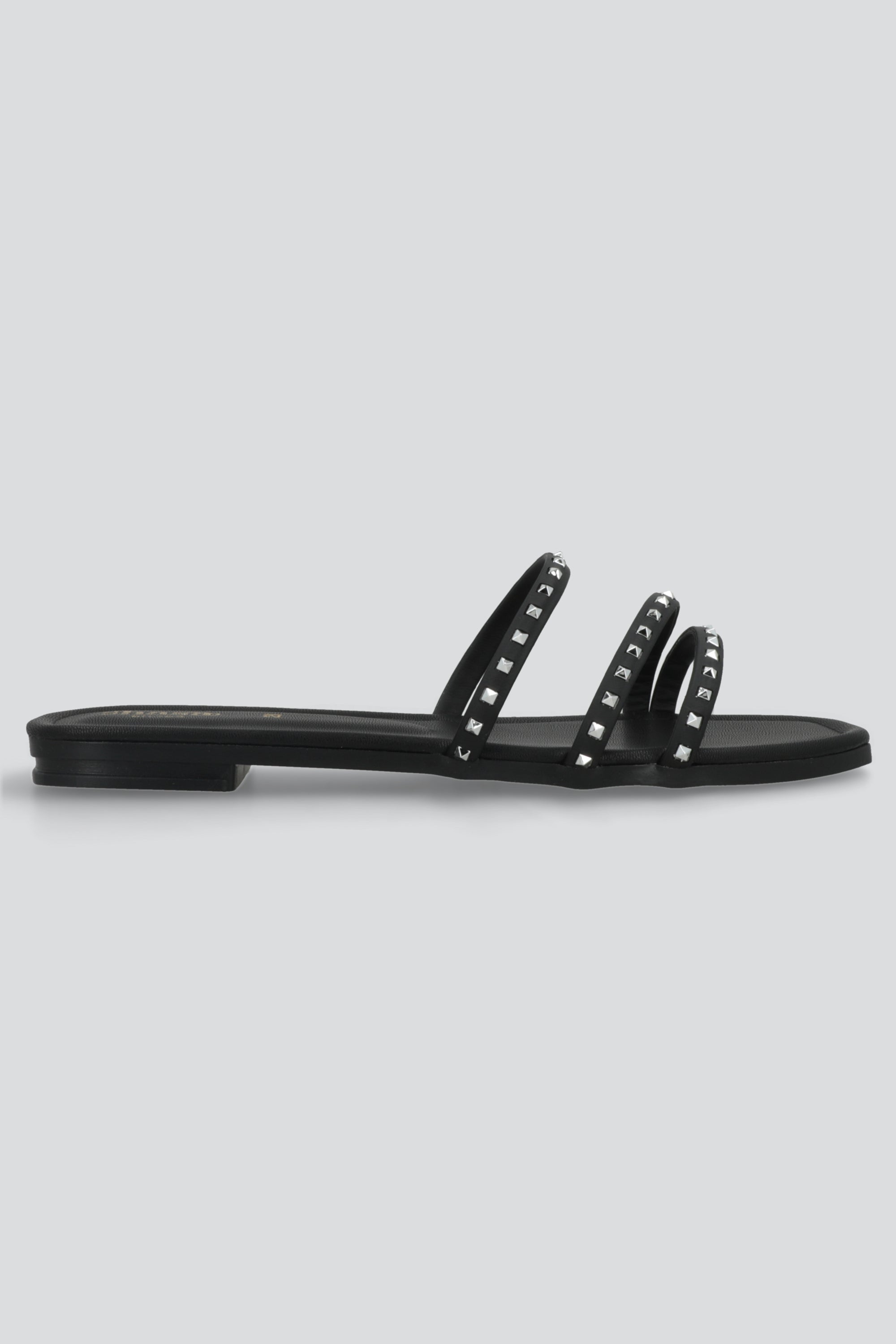 Sandalia tiras aplicación studs NEGRO