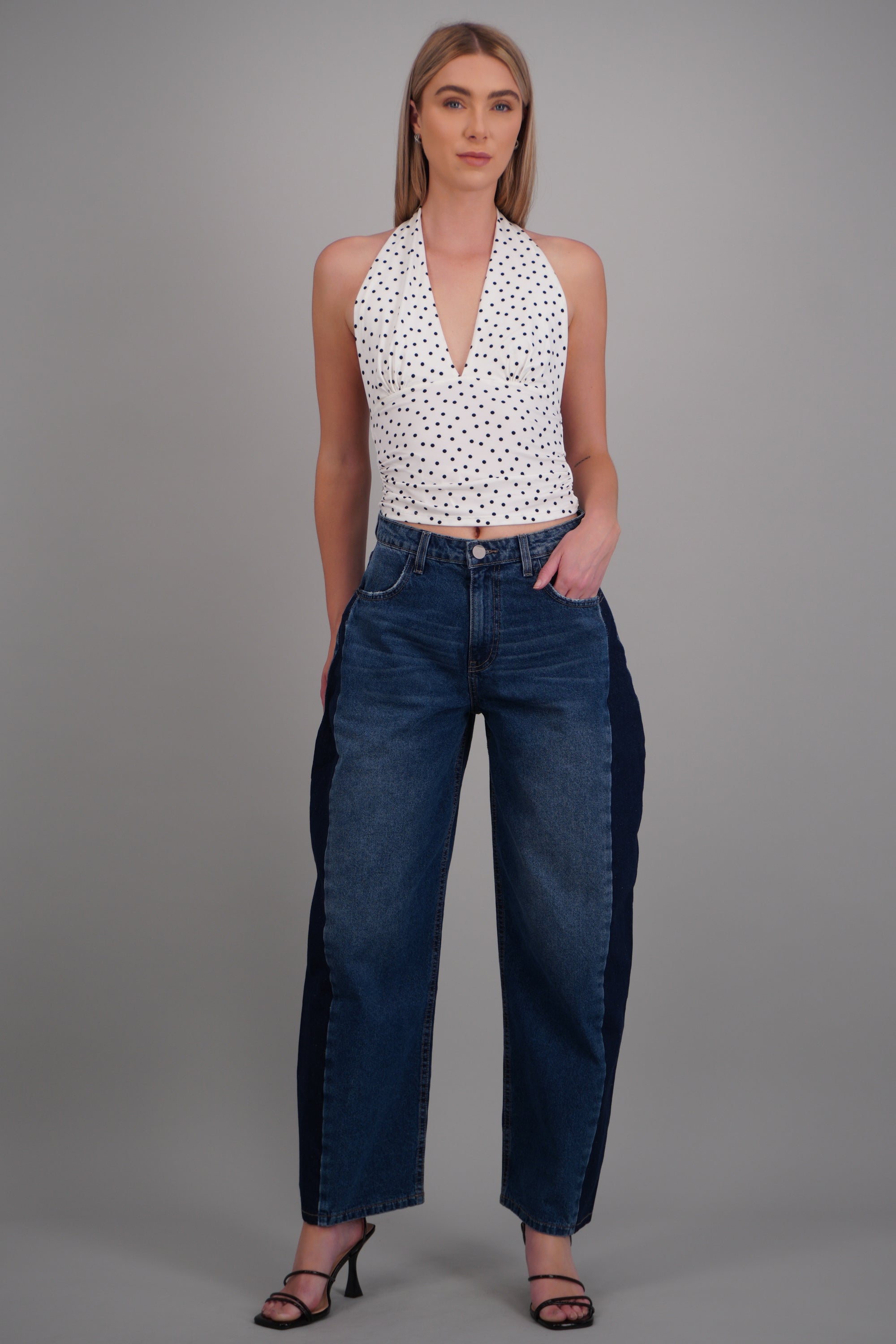 jeans balloon contraste MEDIUM WASH