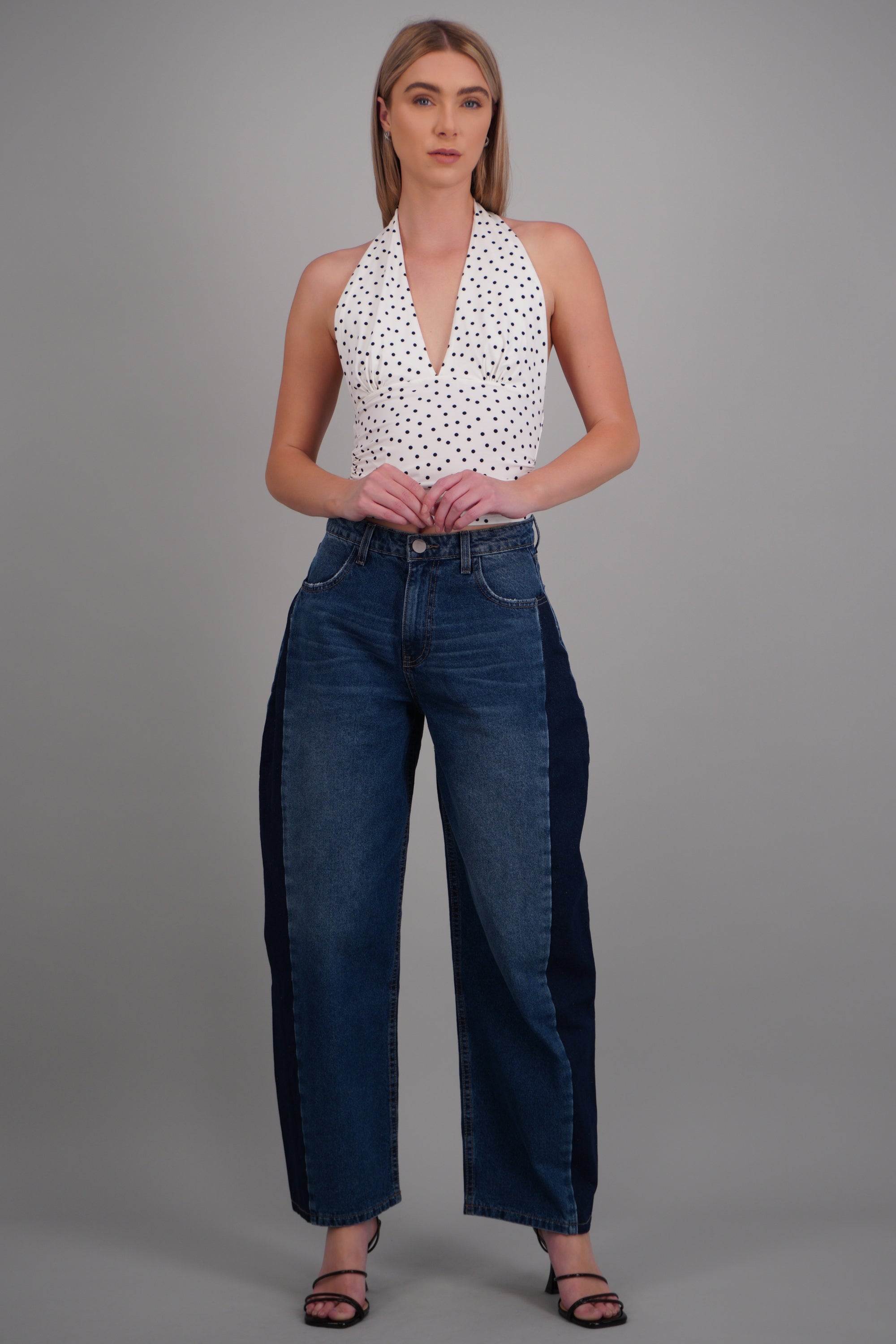 jeans balloon contraste MEDIUM WASH
