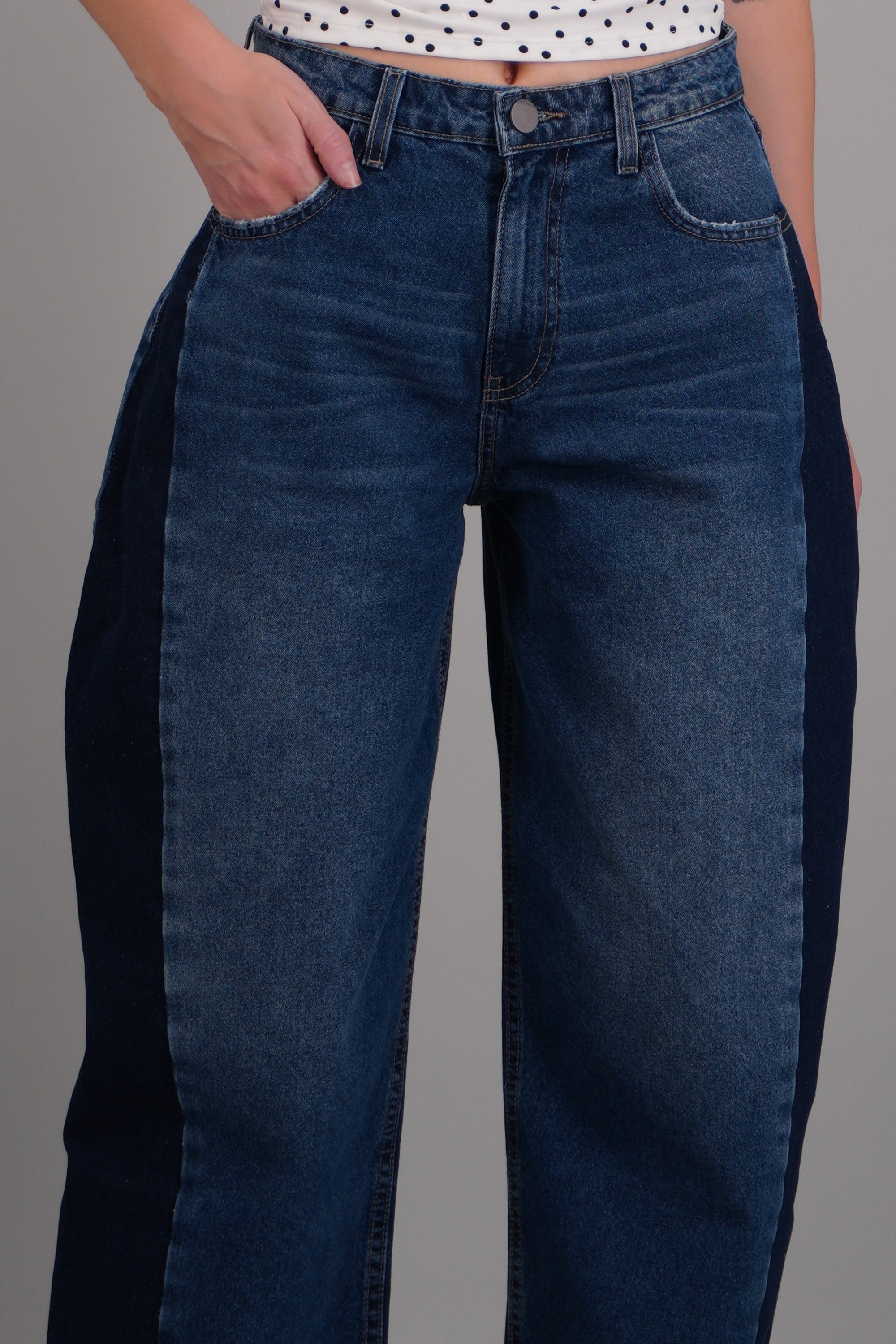 jeans balloon contraste MEDIUM WASH