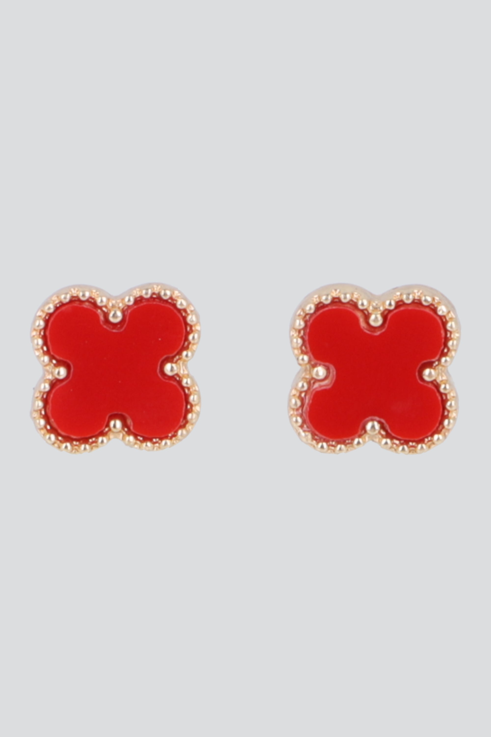 ARETES TREBOL COLOR ROJO