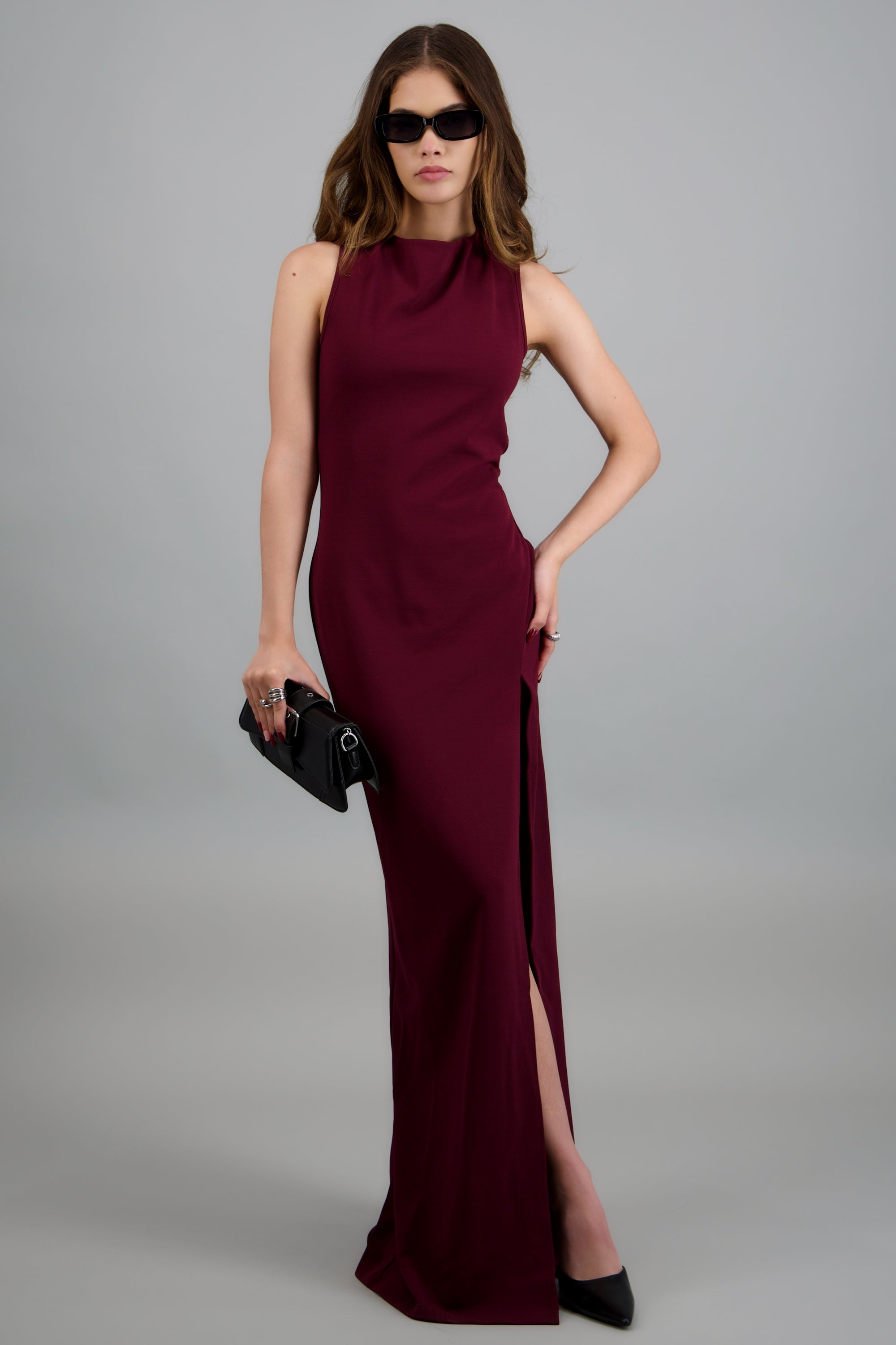 Vestido maxi espalda cruzada VINO