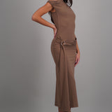 Vestido midi hombro caido detalle cadera