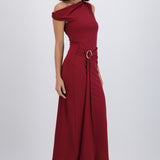 Vestido midi hombro caido detalle cadera
