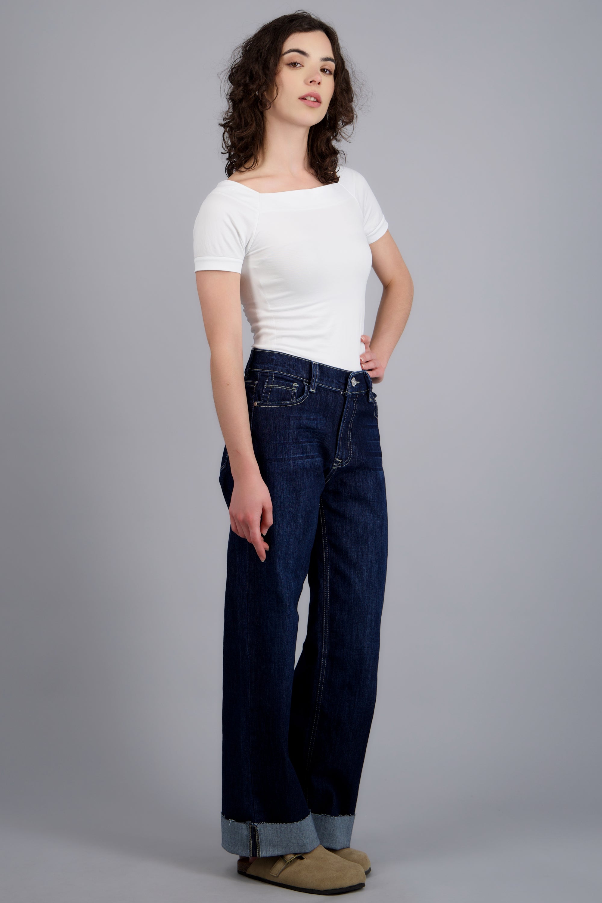 Jeans wide leg amplios DARK WASH