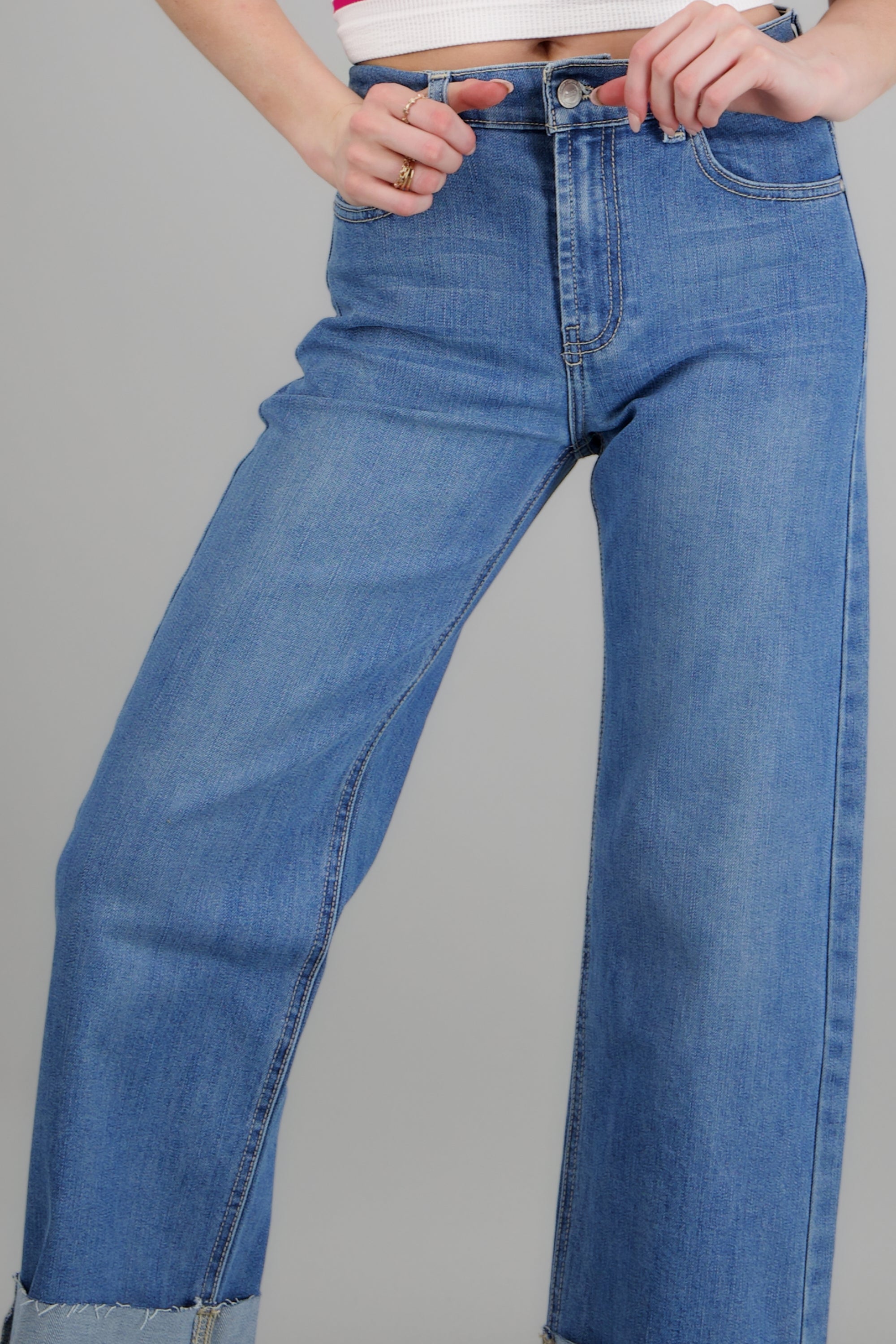Jeans wide leg amplios MEDIUM WASH