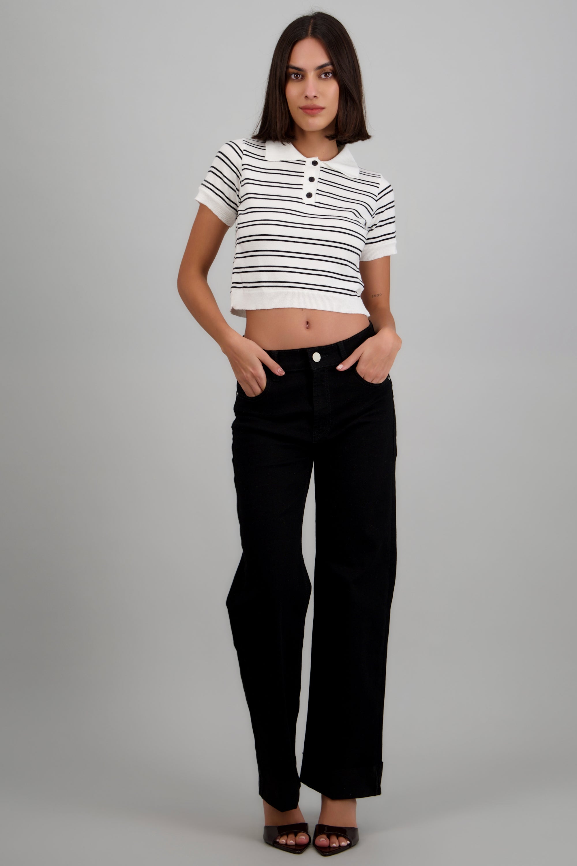 Jeans wide leg amplios NEGRO
