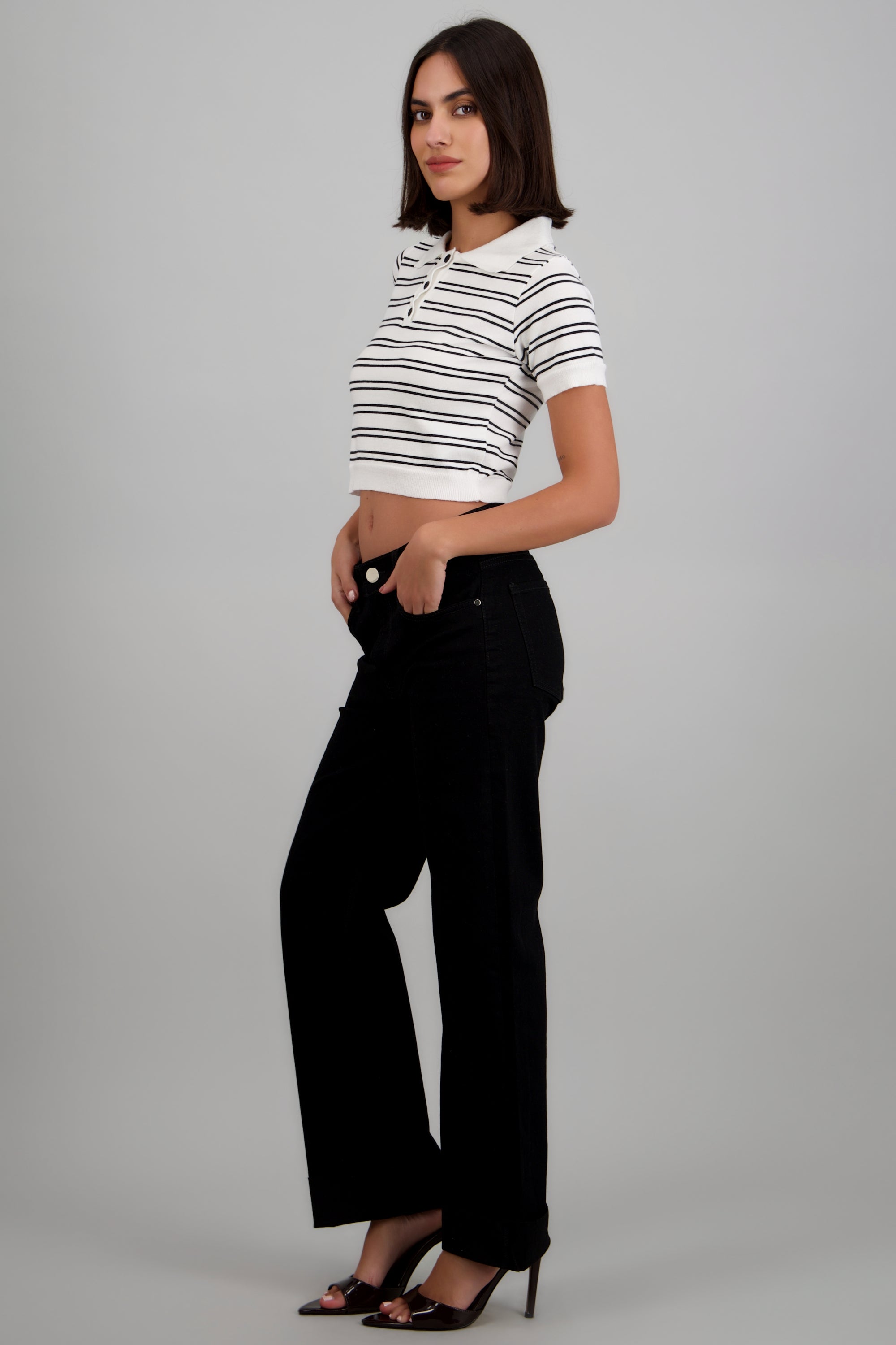 Jeans wide leg amplios NEGRO