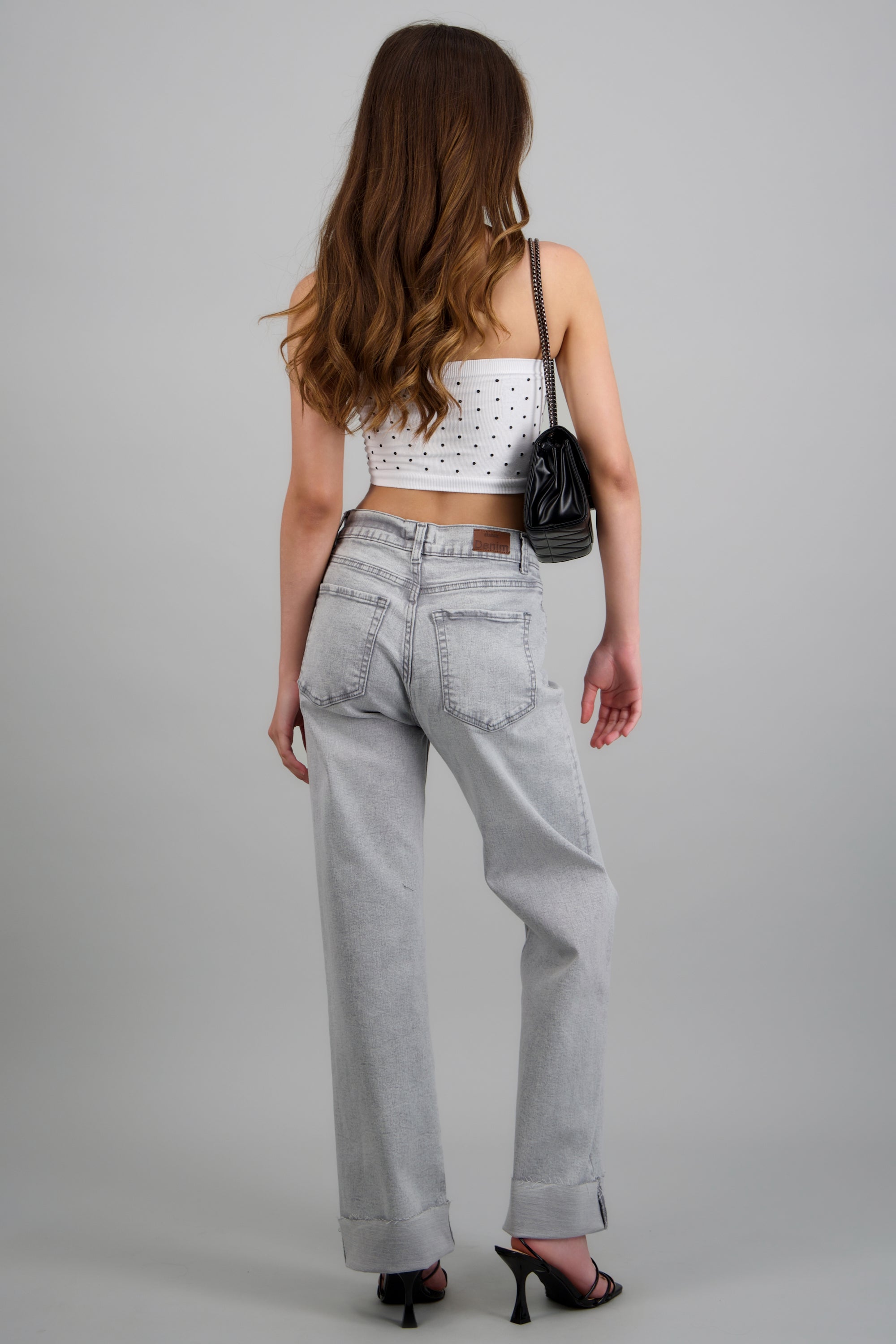 Jeans wide leg amplios GRIS CLARO