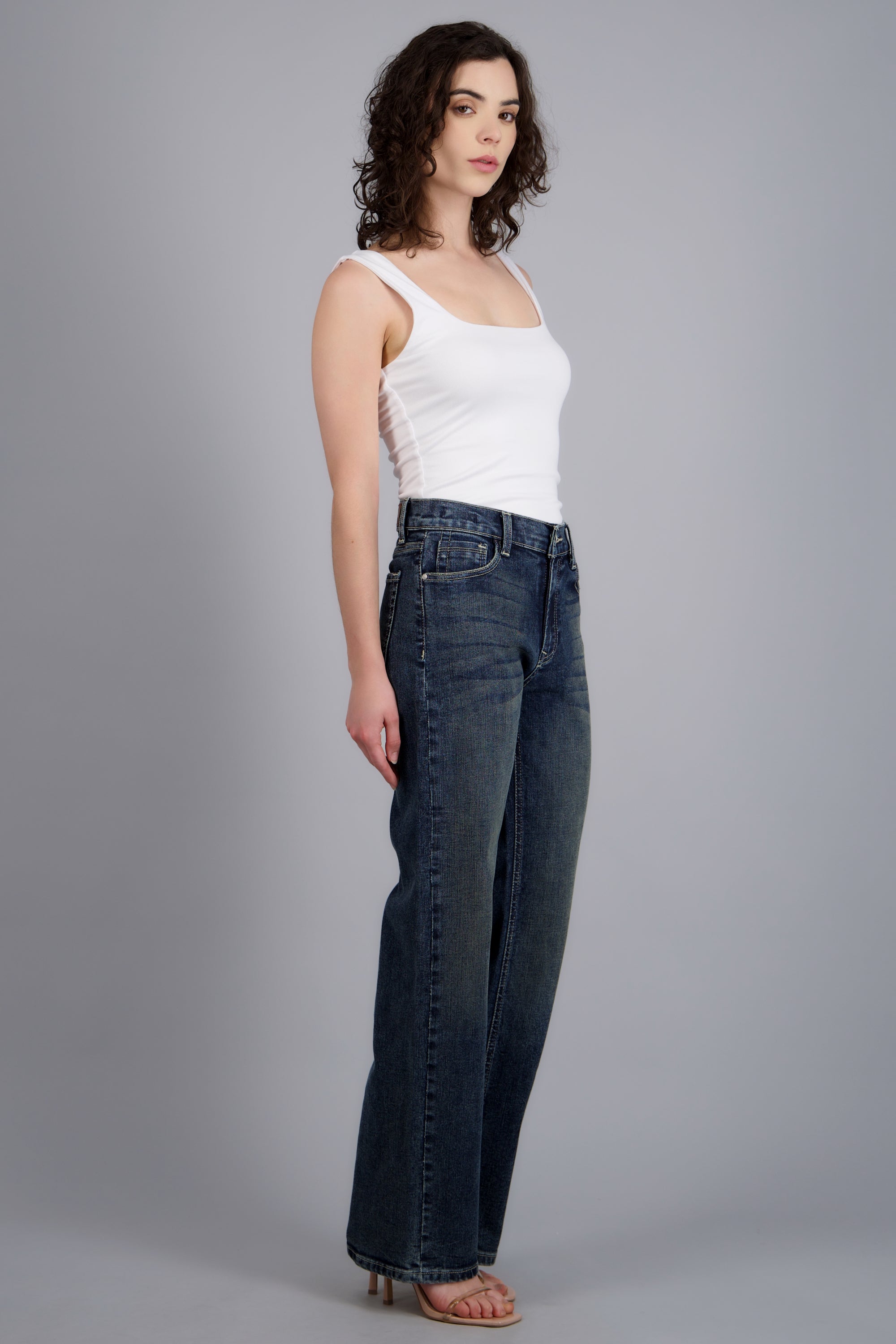 Jeans wide leg básico DARK WASH