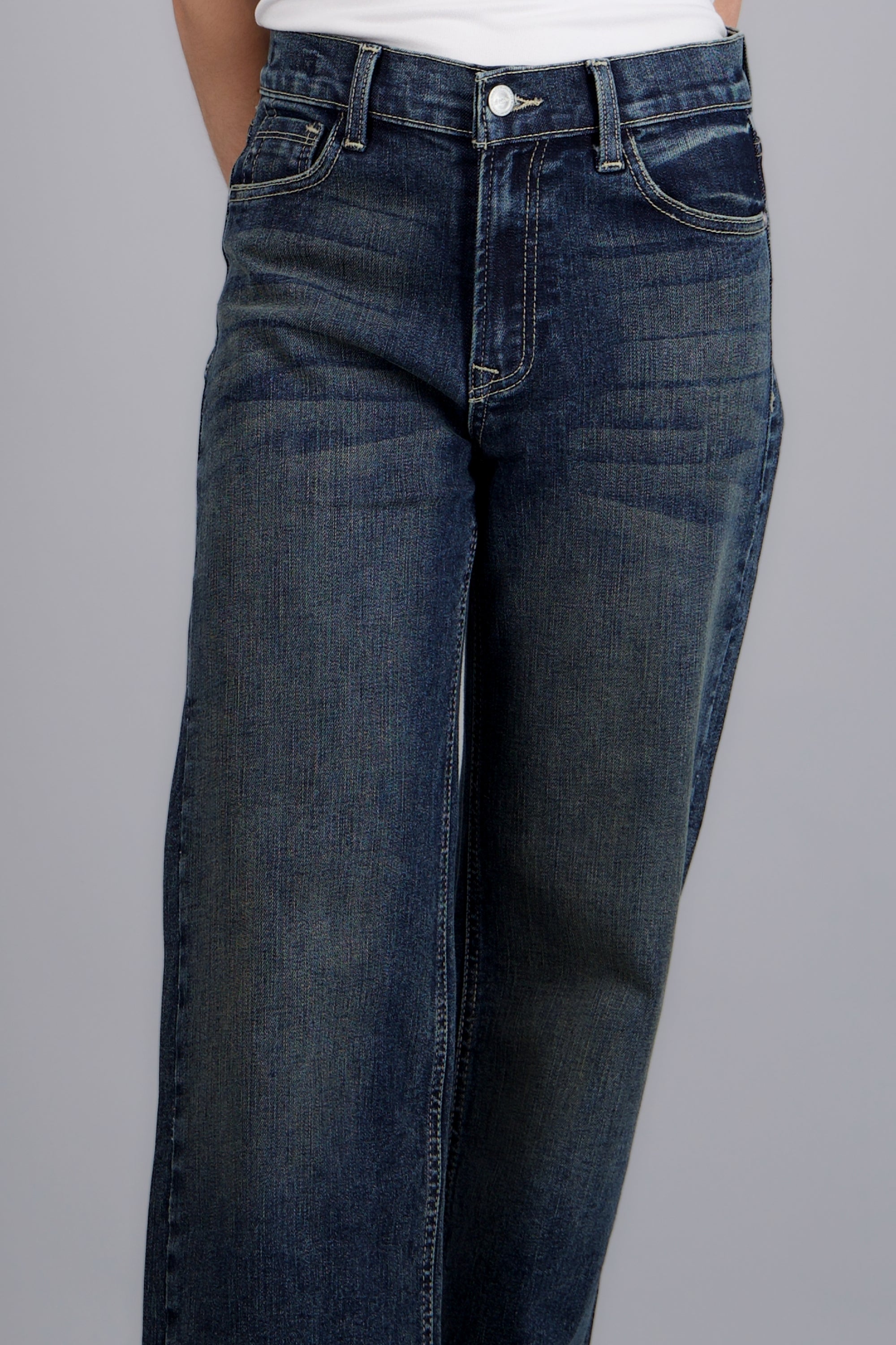 Jeans wide leg básico DARK WASH
